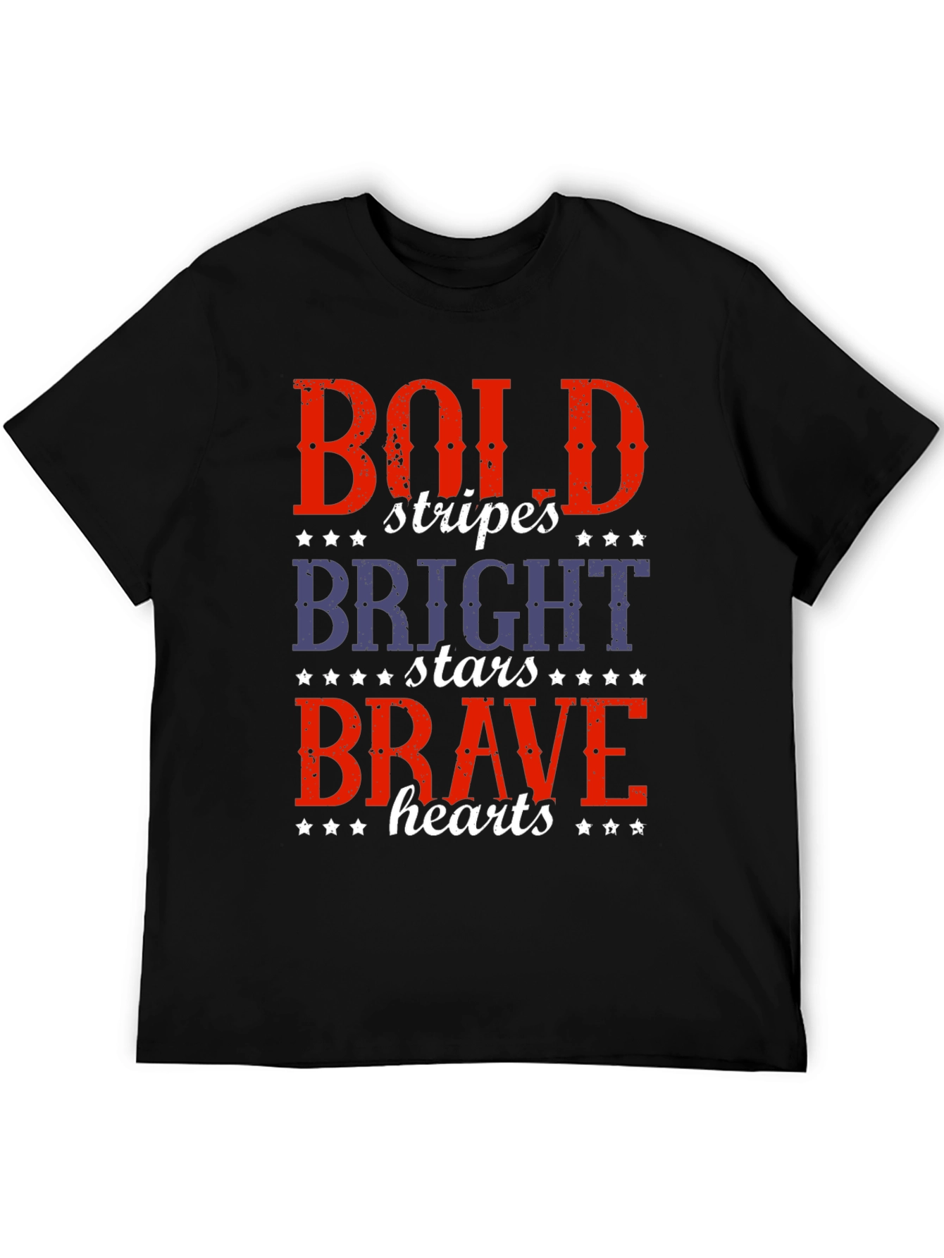 Black Bold Stripes, Bright Stars, Brave Hearts T-Shirt view 5