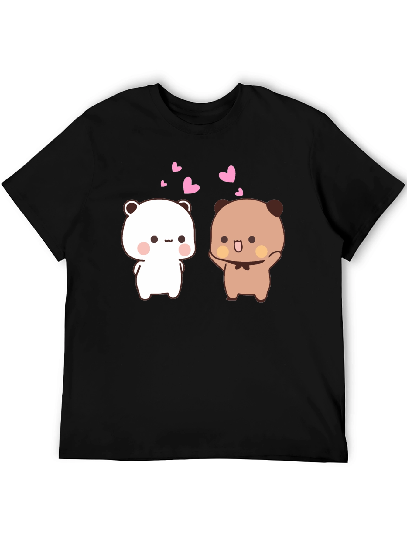 Black Cute Cartoon Bears Black T-Shirt view 5