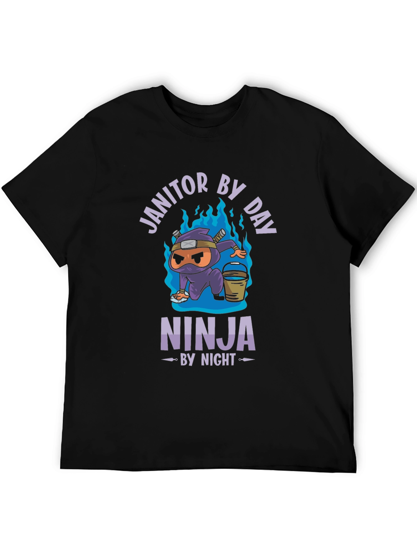 Black Janitor by Day Ninja by Night Black Graphic Tee view 5