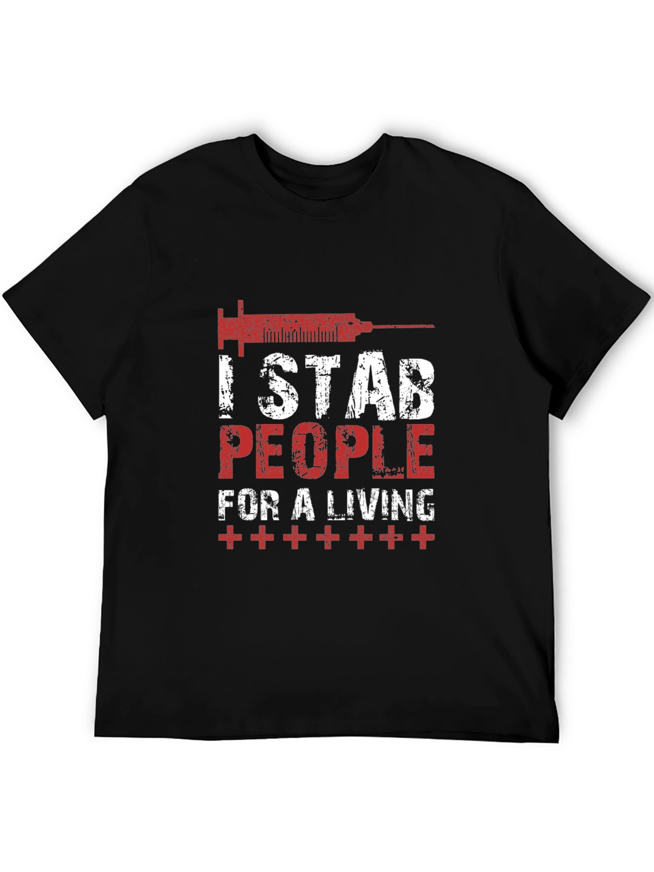 Black I Stab People For A Living T-Shirt - Novelty Graphic Tee view 5