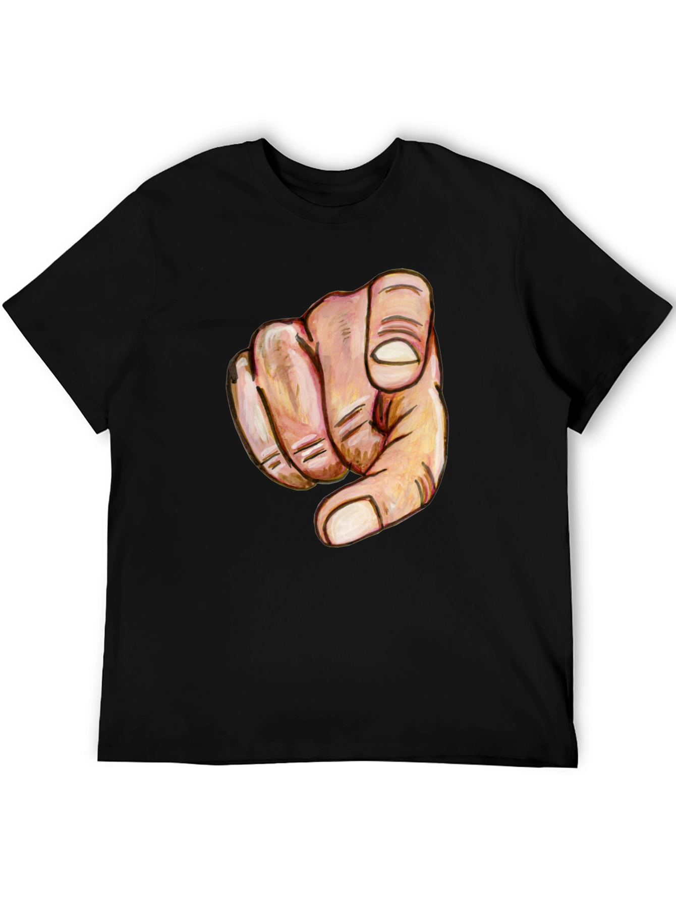 Black Pointing Finger Graphic Tee - Bold Statement Shirt view 5