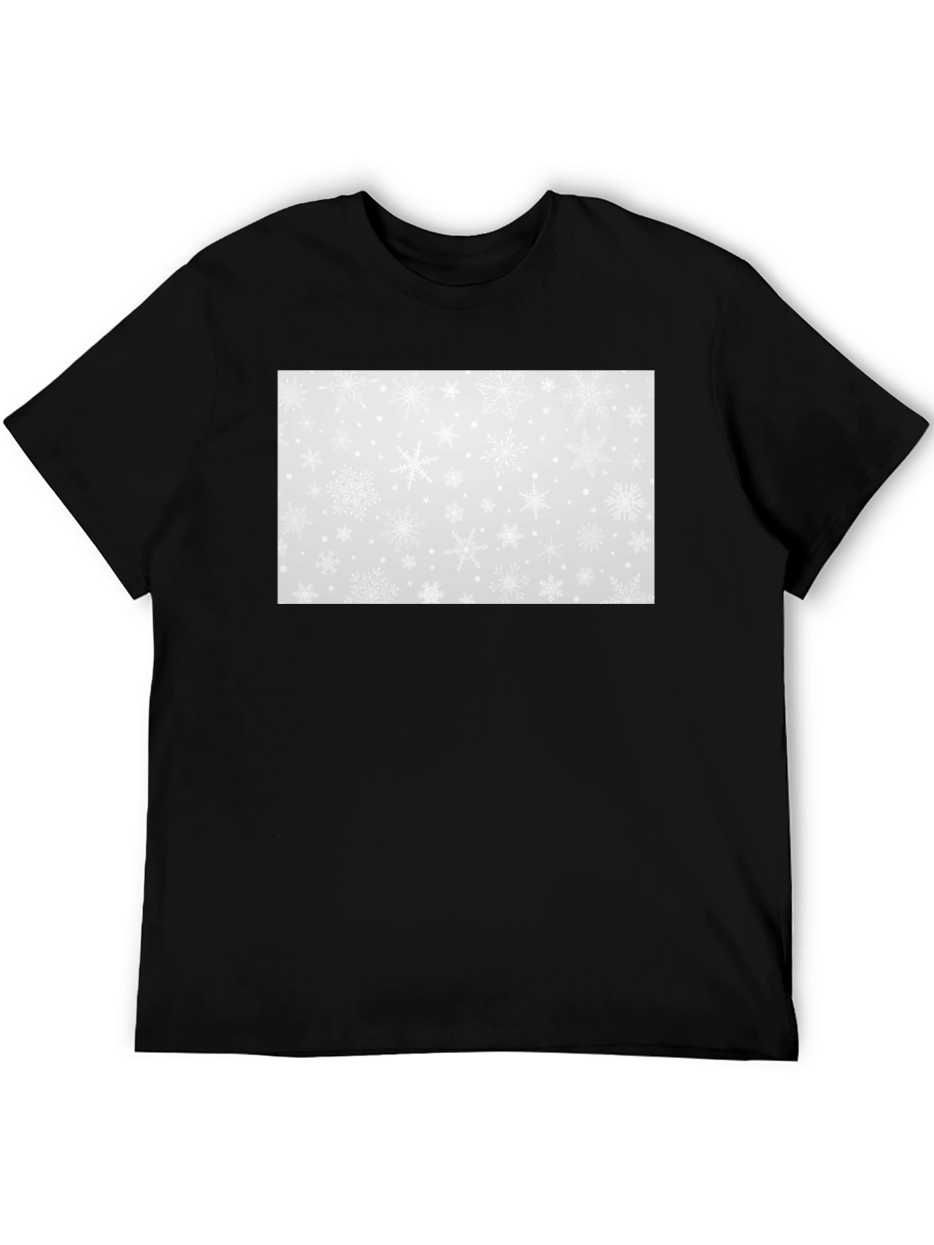 Black Snowflake Pattern Black T-Shirt view 5