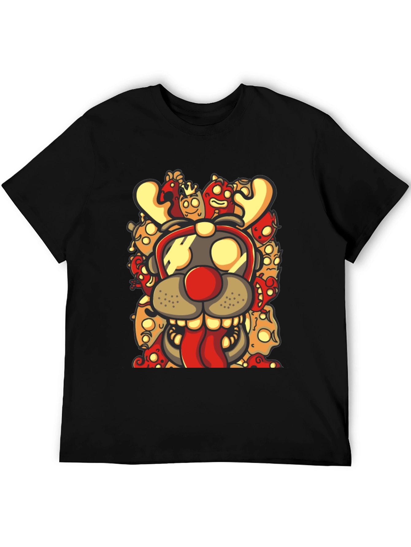 Black Cartoon Reindeer Graphic Black T-Shirt view 5