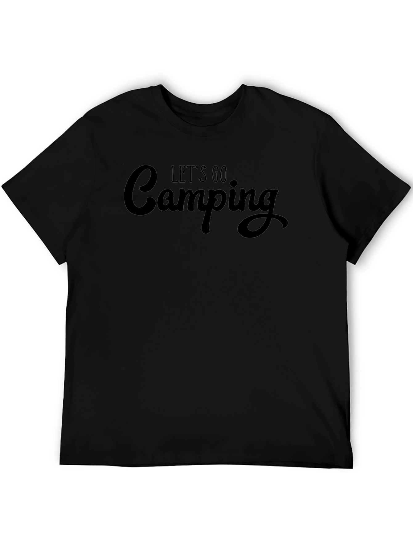 Black Let's Go Camping T-Shirt - Black Crew Neck view 5