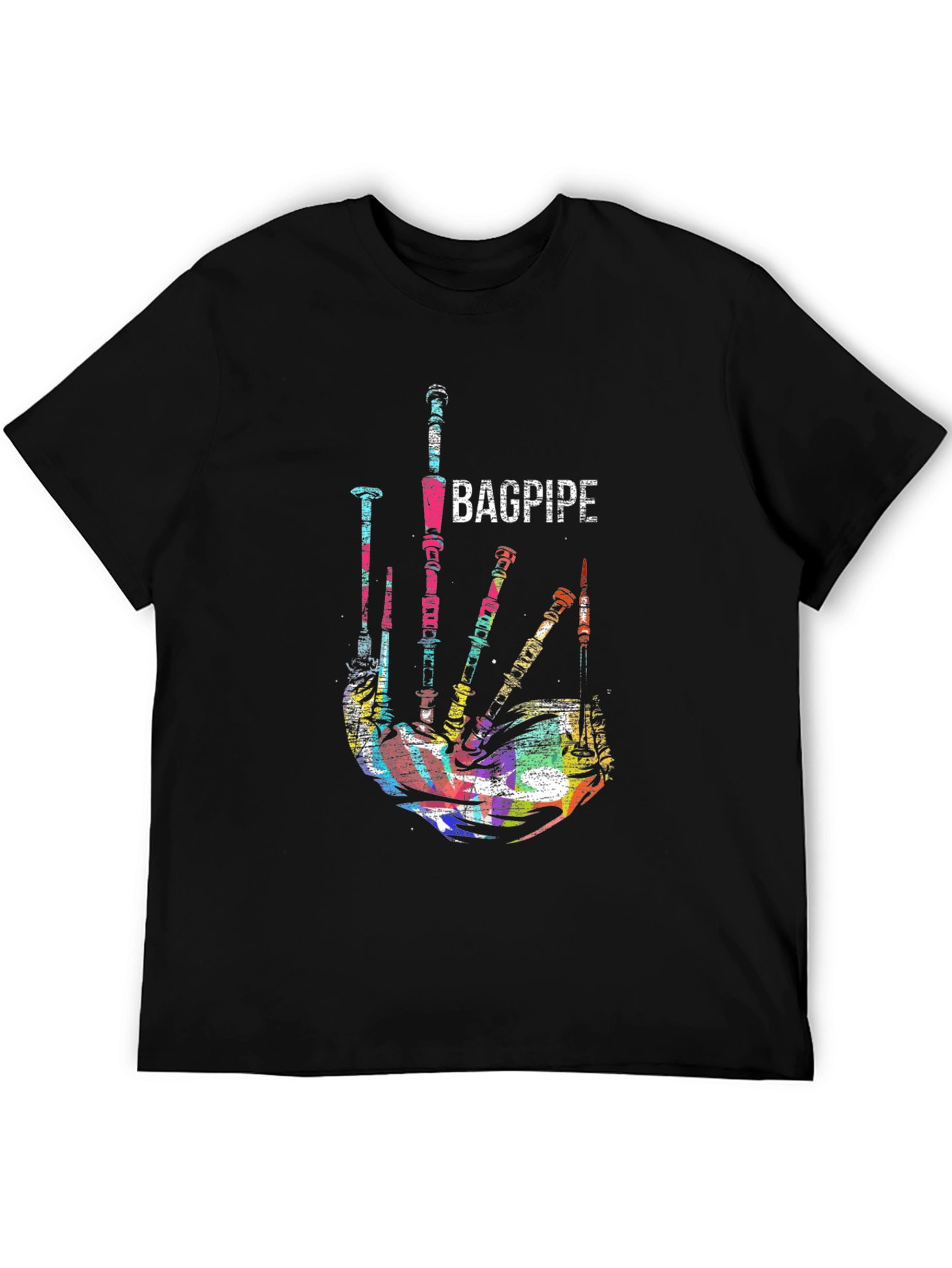 Black Bagpipe Graphic Black T-Shirt Unique Music Tee view 5