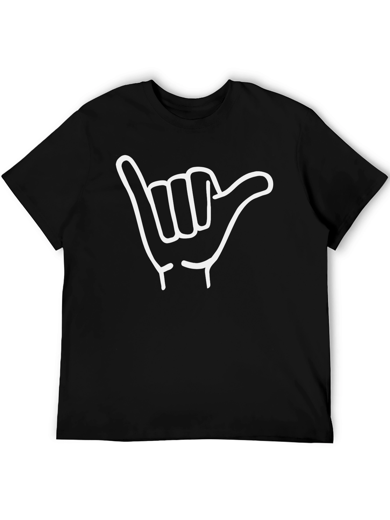 Black Hang Loose T-Shirt - Shaka Hand Gesture Tee view 5