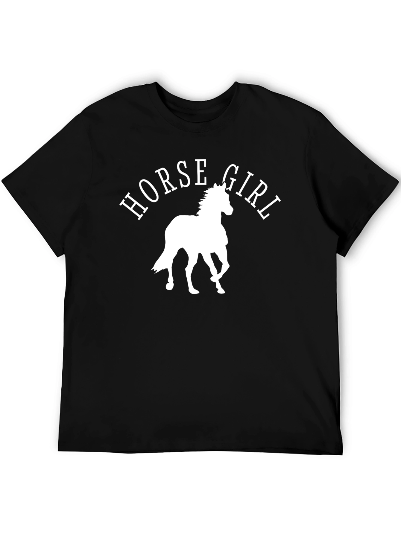 Black Horse Girl Graphic Tee - Black Cotton T-Shirt view 5