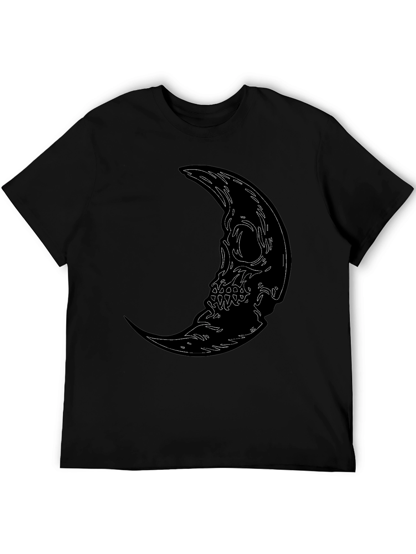 Black Skull Moon Graphic Tee - Men's Black T-Shirt view 5