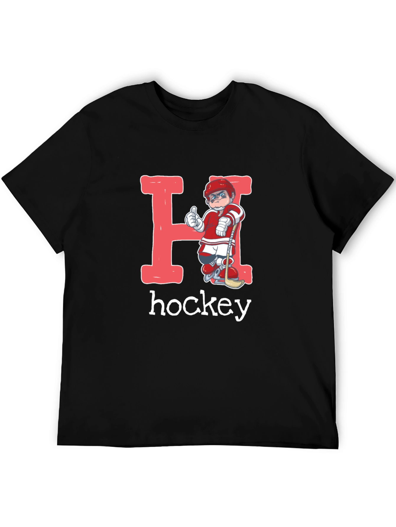 Black Hockey Player Letter H Graphic T-Shirt view 5