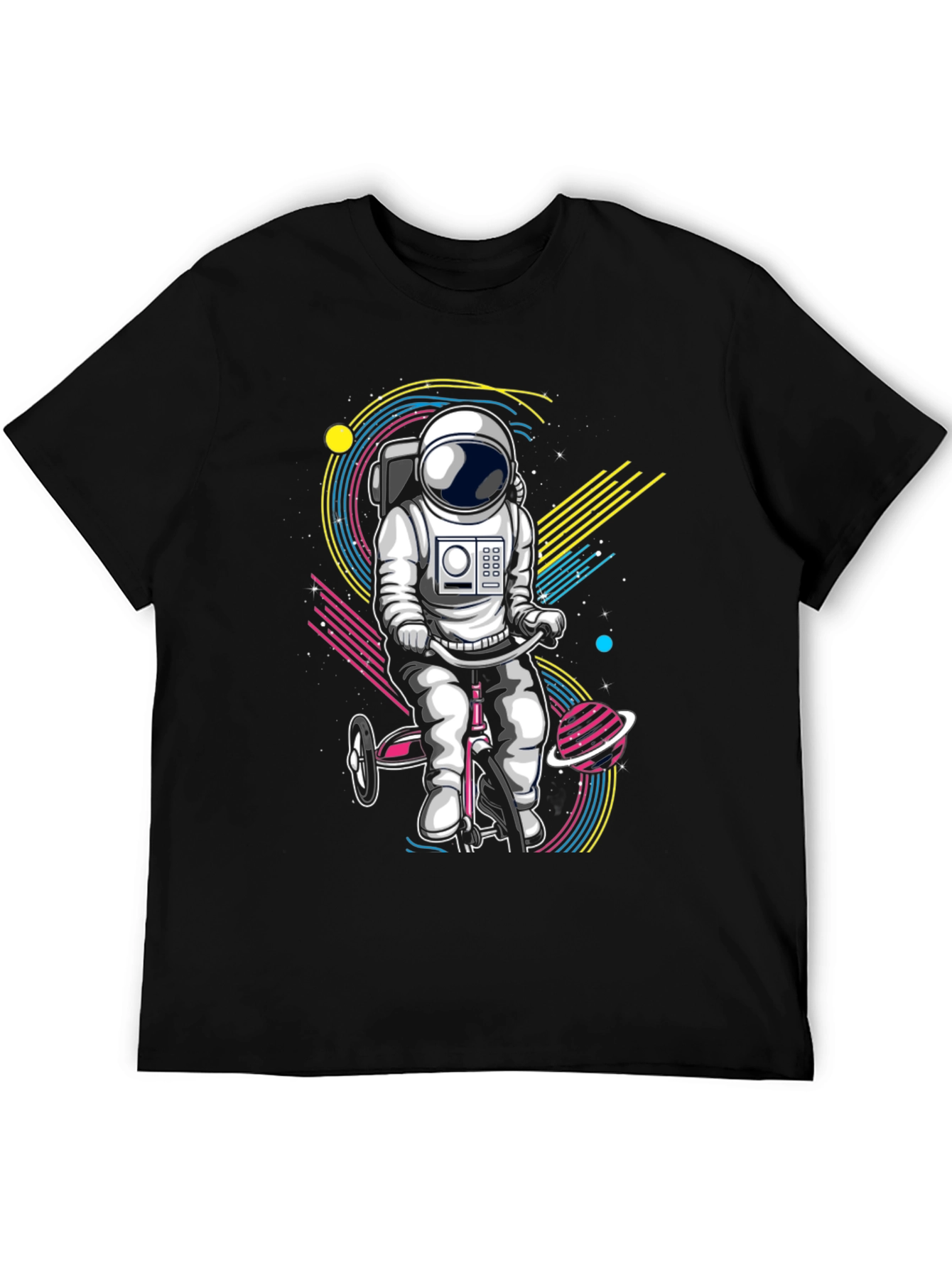 Black Astronaut on Tricycle Graphic T-Shirt view 5