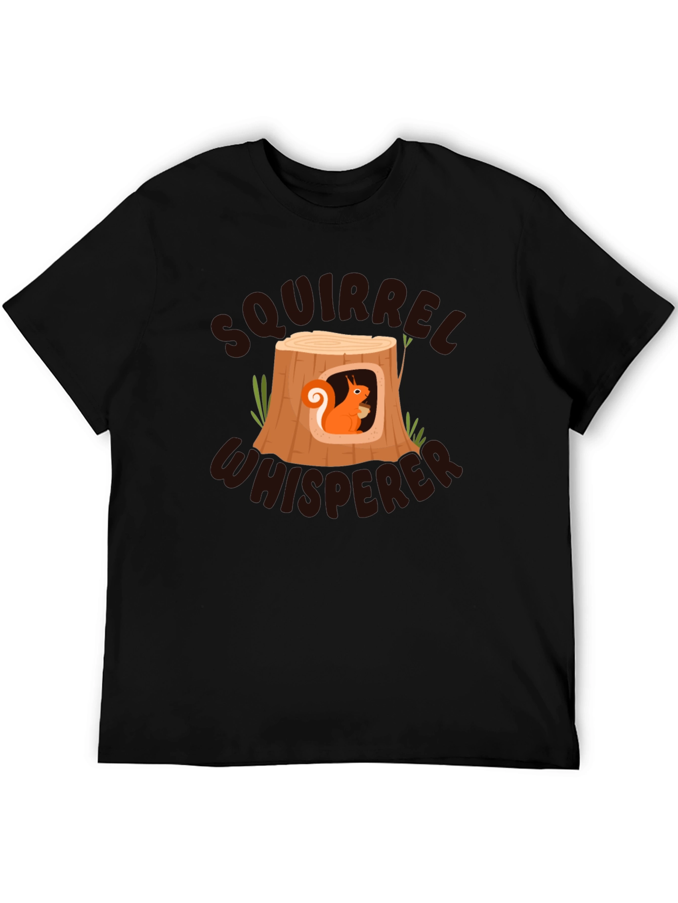Black Squirrel Whisperer Black T-Shirt - Nature Lover Tee view 5