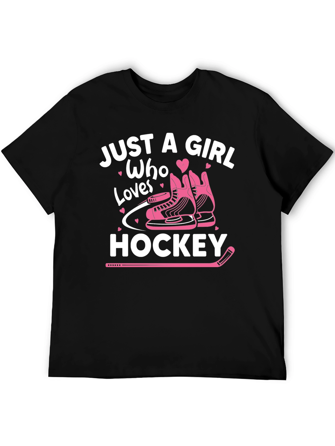 Black Just a Girl Who Loves Hockey T-Shirt view 5