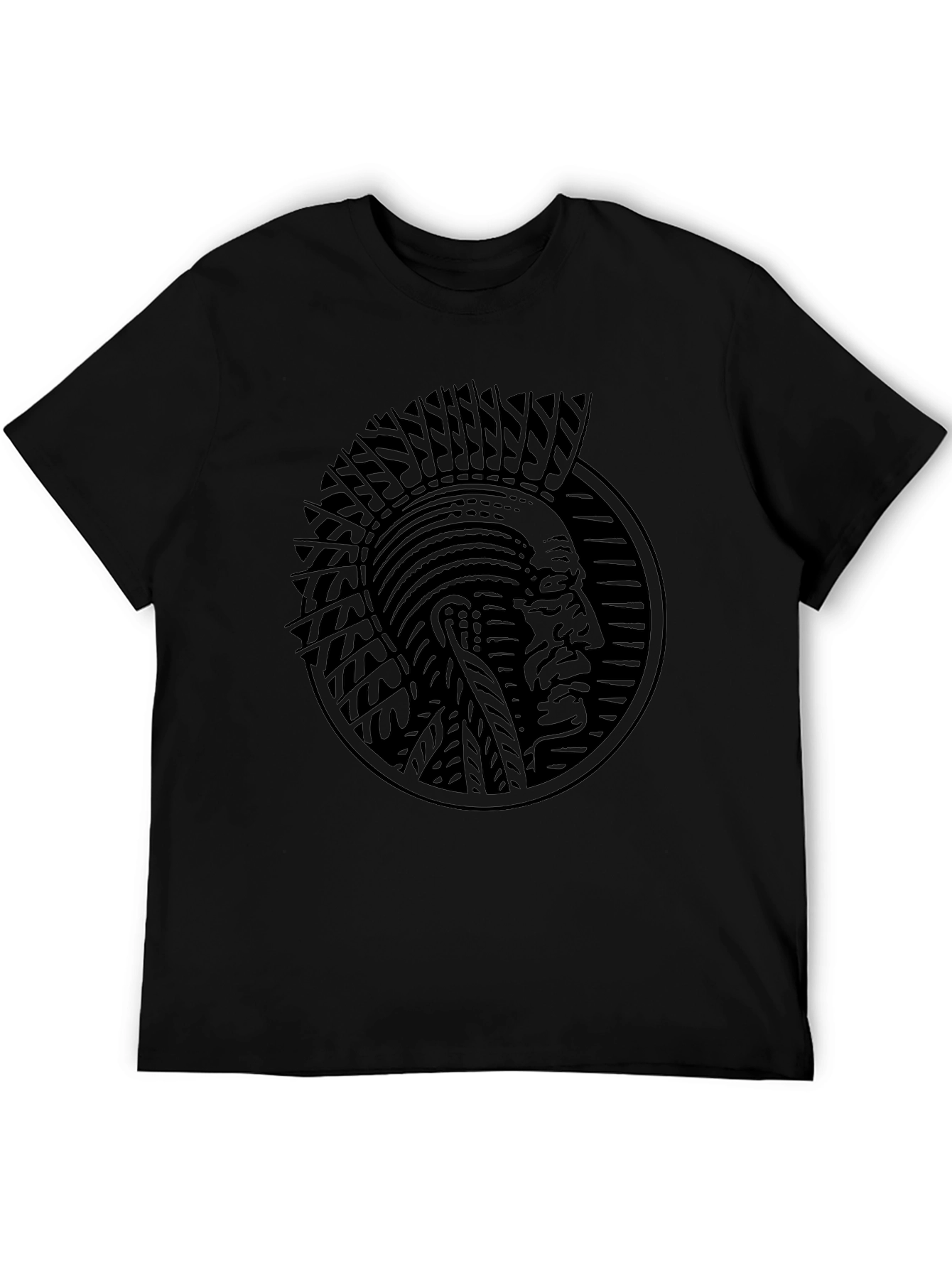 Black Tribal Chief Graphic Black T-Shirt view 5