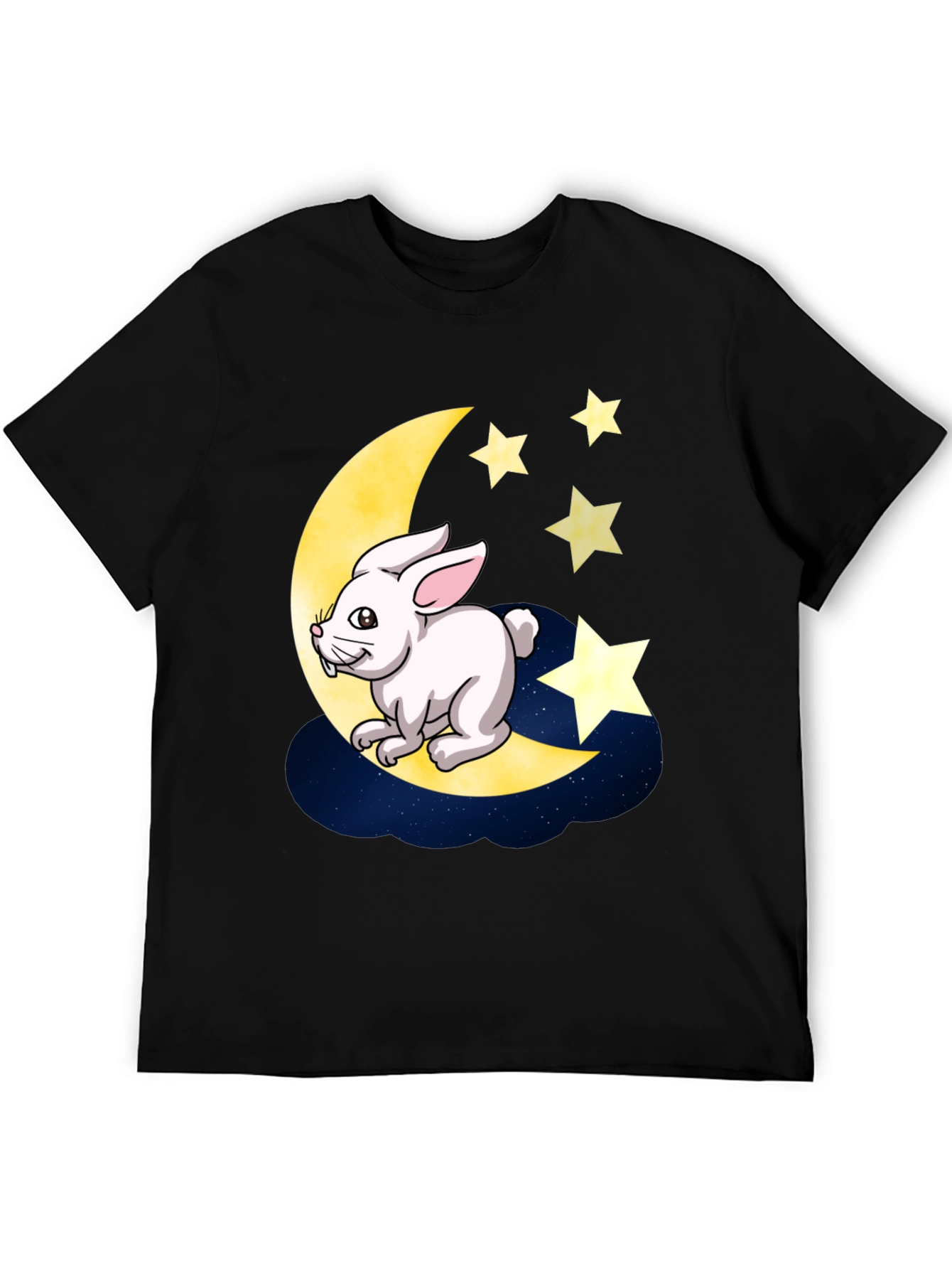 Black Moon Rabbit Graphic Tee - Black Cotton T-Shirt view 5