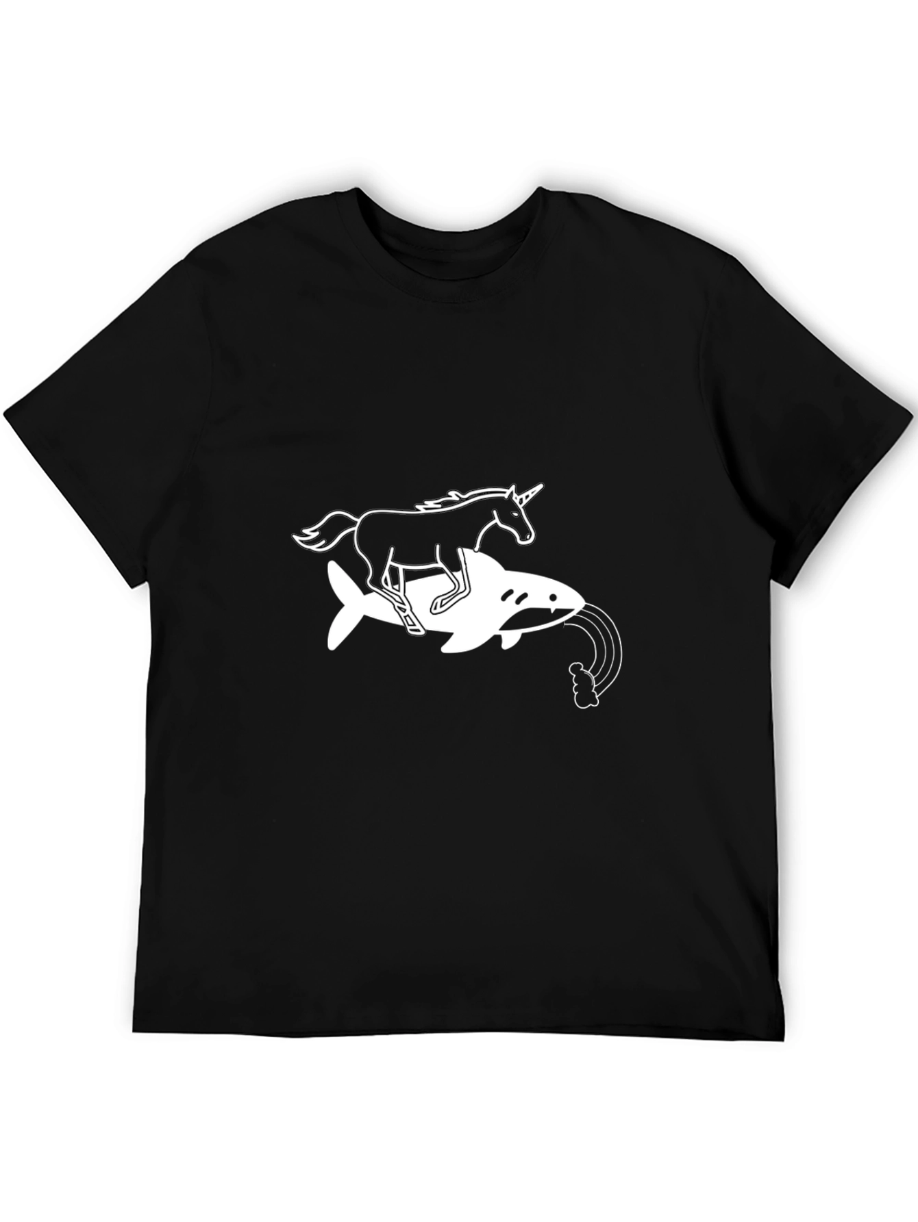 Black Unicorn Riding Shark Graphic Tee view 5