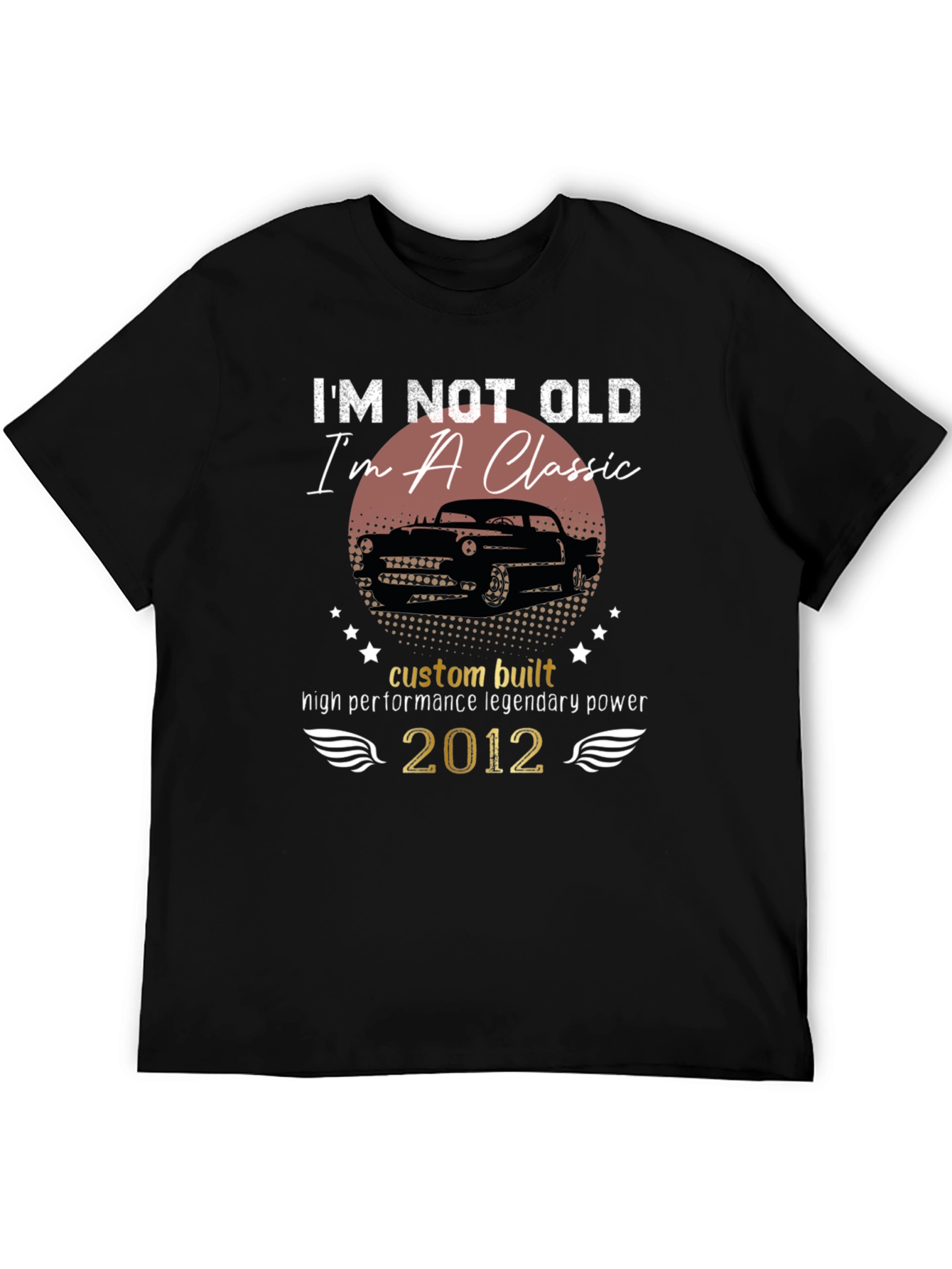 Black Classic Car T-Shirt - "I'm Not Old, I'm a Classic" - Black view 5
