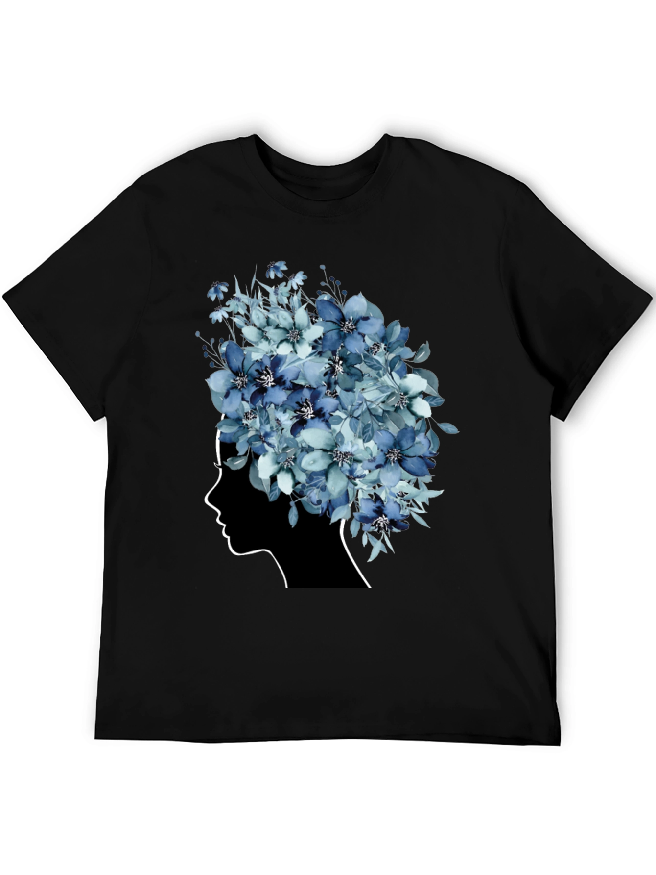Black Floral Silhouette Graphic Tee - Modern Artistic Design view 5