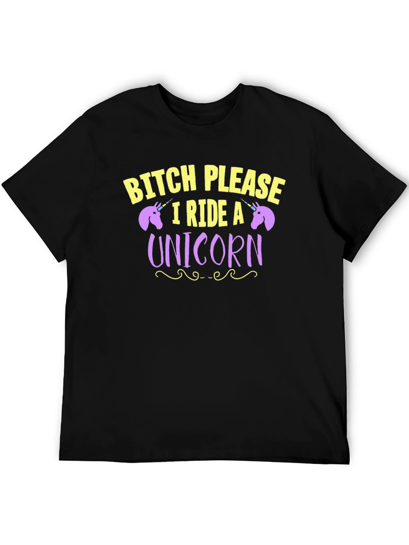 Black Bitch Please I Ride A Unicorn Graphic T-Shirt view 5