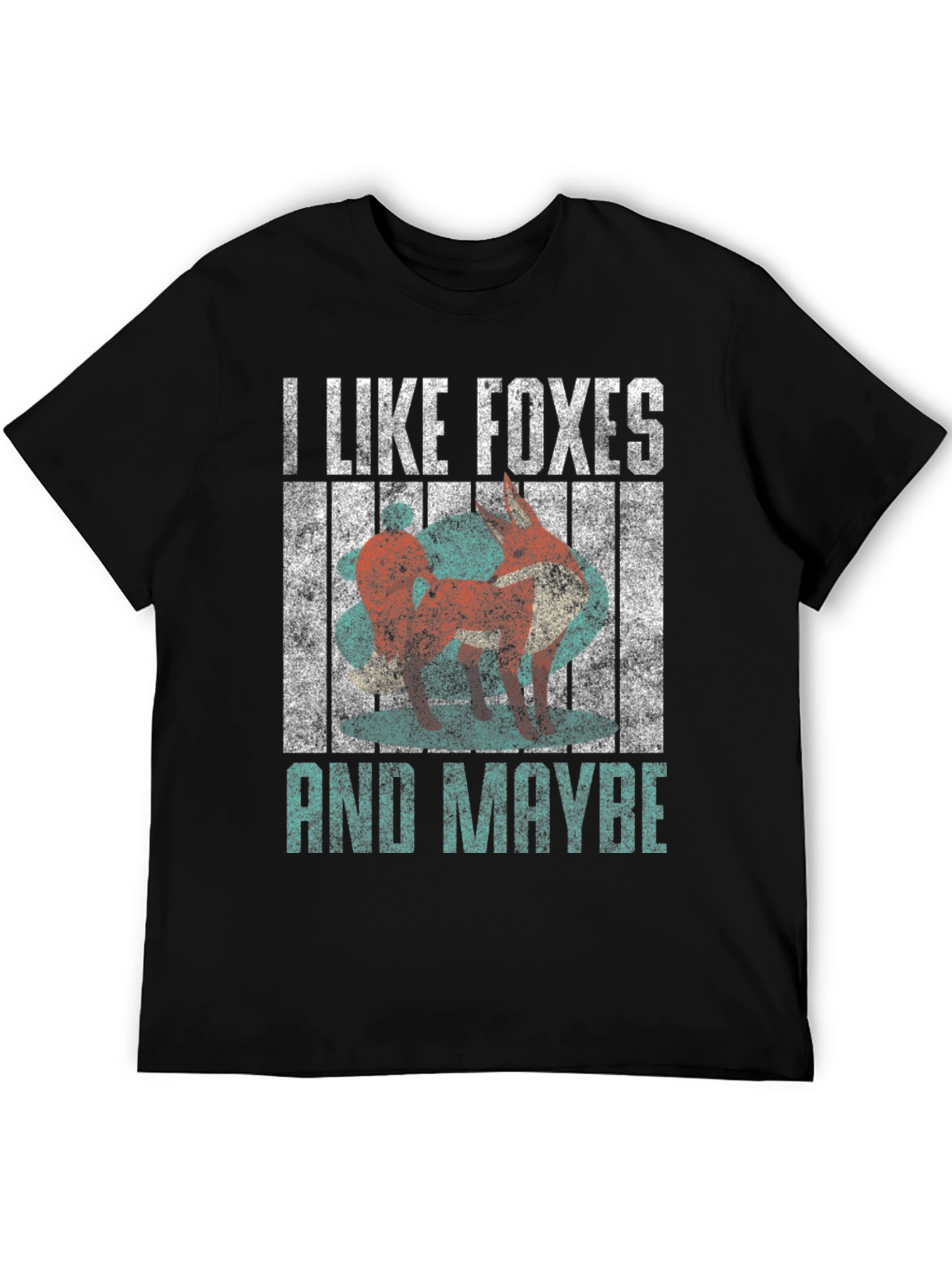 Black I Like Foxes and Maybe T-Shirt - Funny Fox Lover Tee view 5