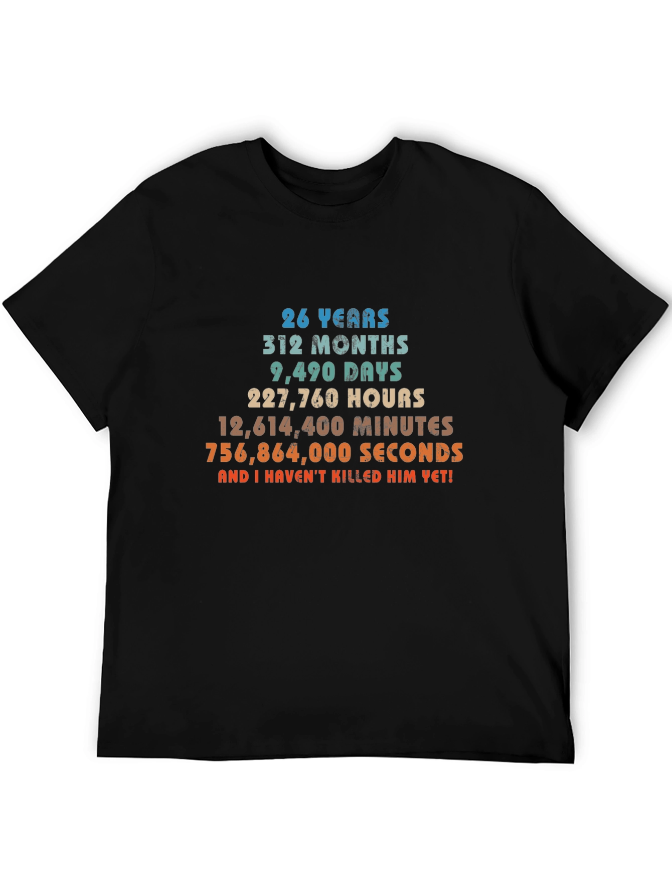 26 Years Anniversary Humor Black T-Shirt - 5