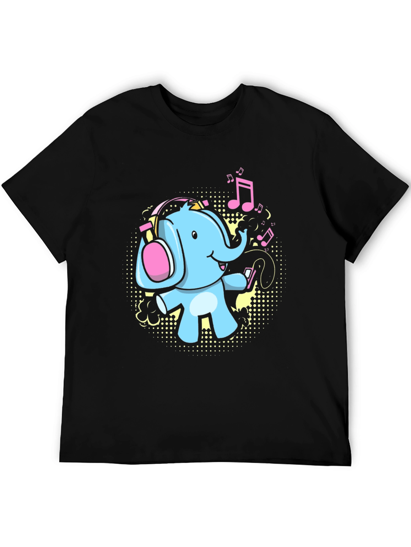 Black DJ Elephant Graphic Tee - Black Cotton Blend view 5
