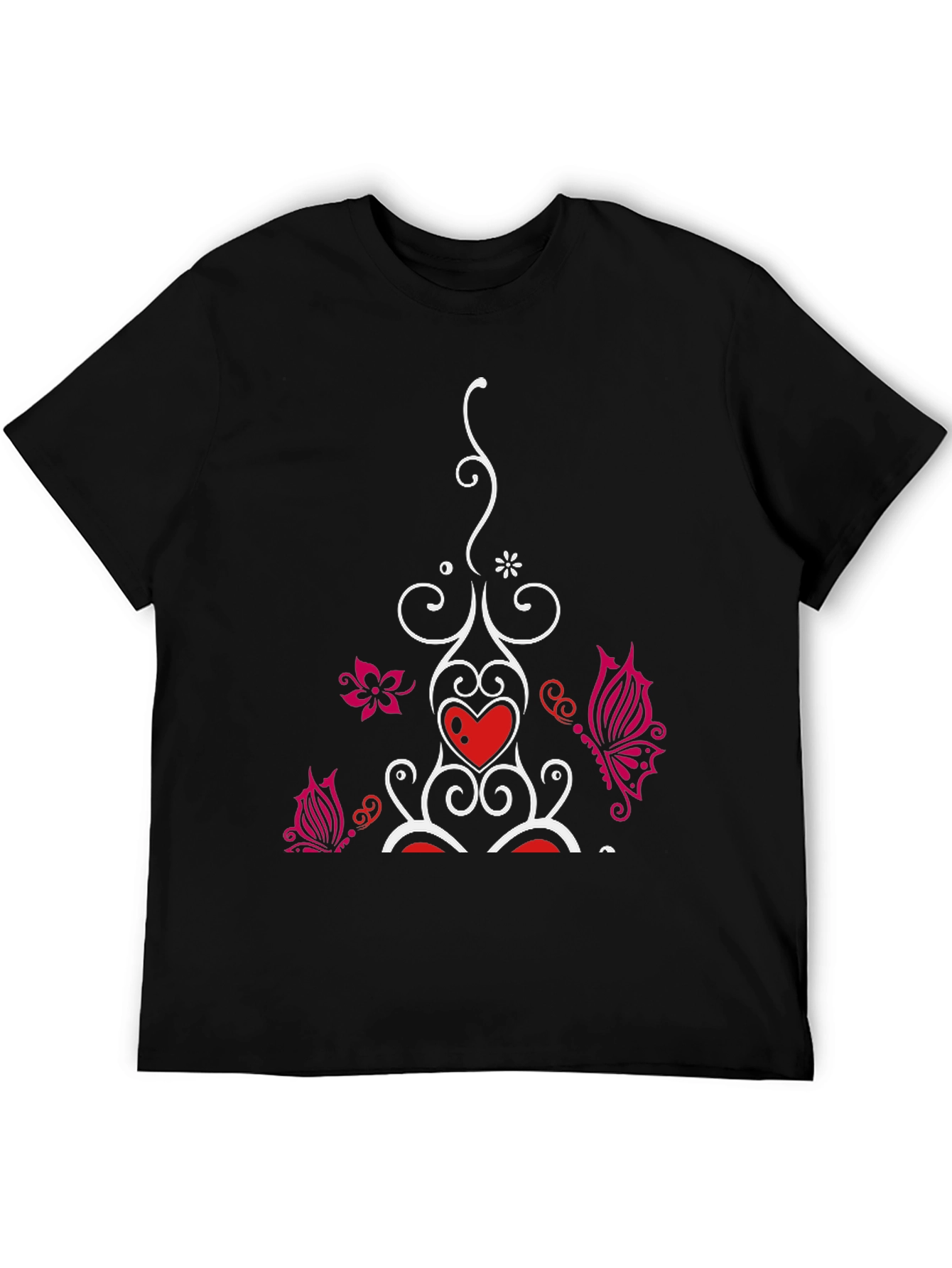 Black Heart Butterfly Graphic Black T-Shirt view 5