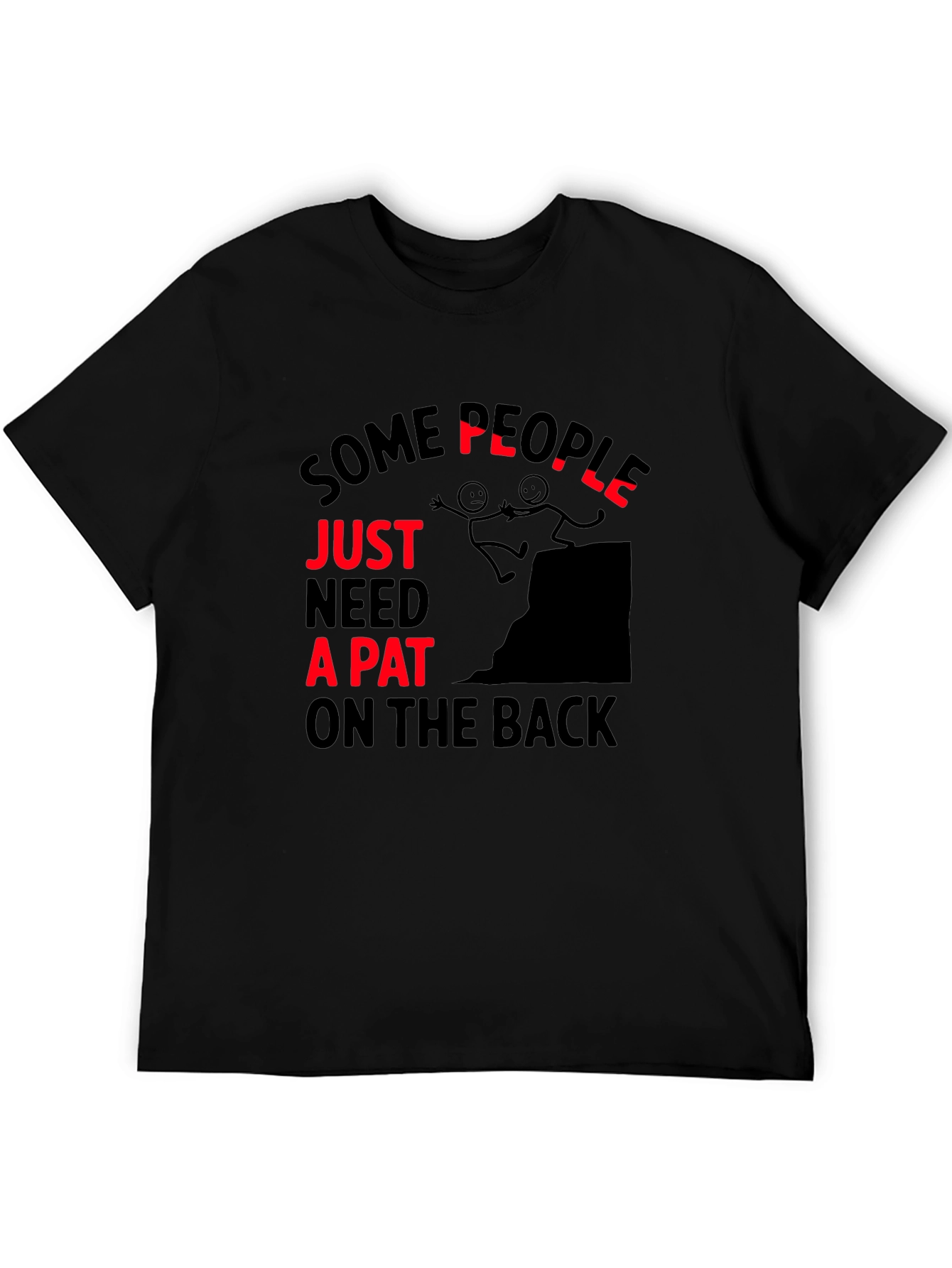 Black Funny "Pat on the Back" Graphic T-Shirt view 5