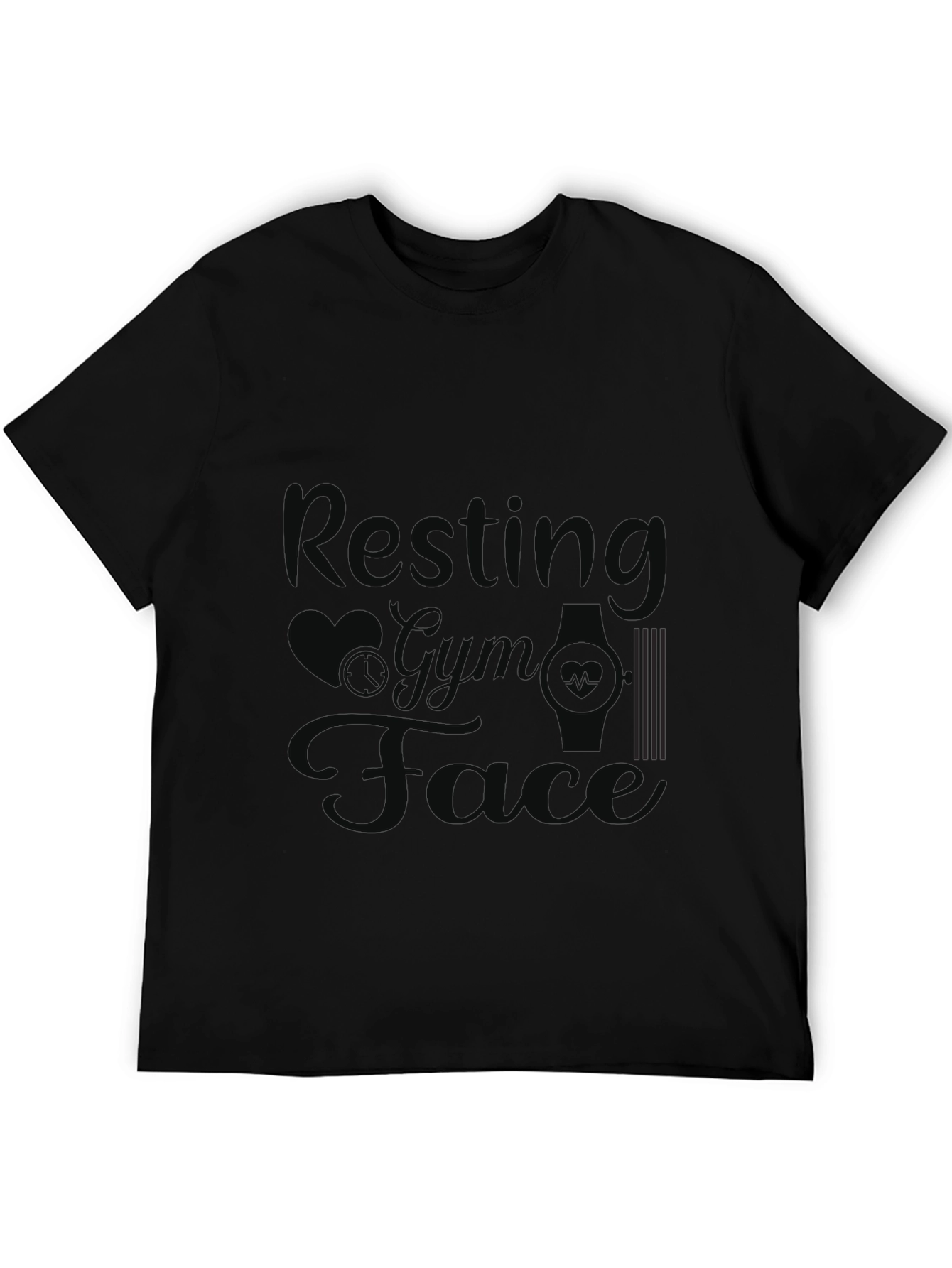 Black Resting Gym Face Graphic Tee - Black view 5