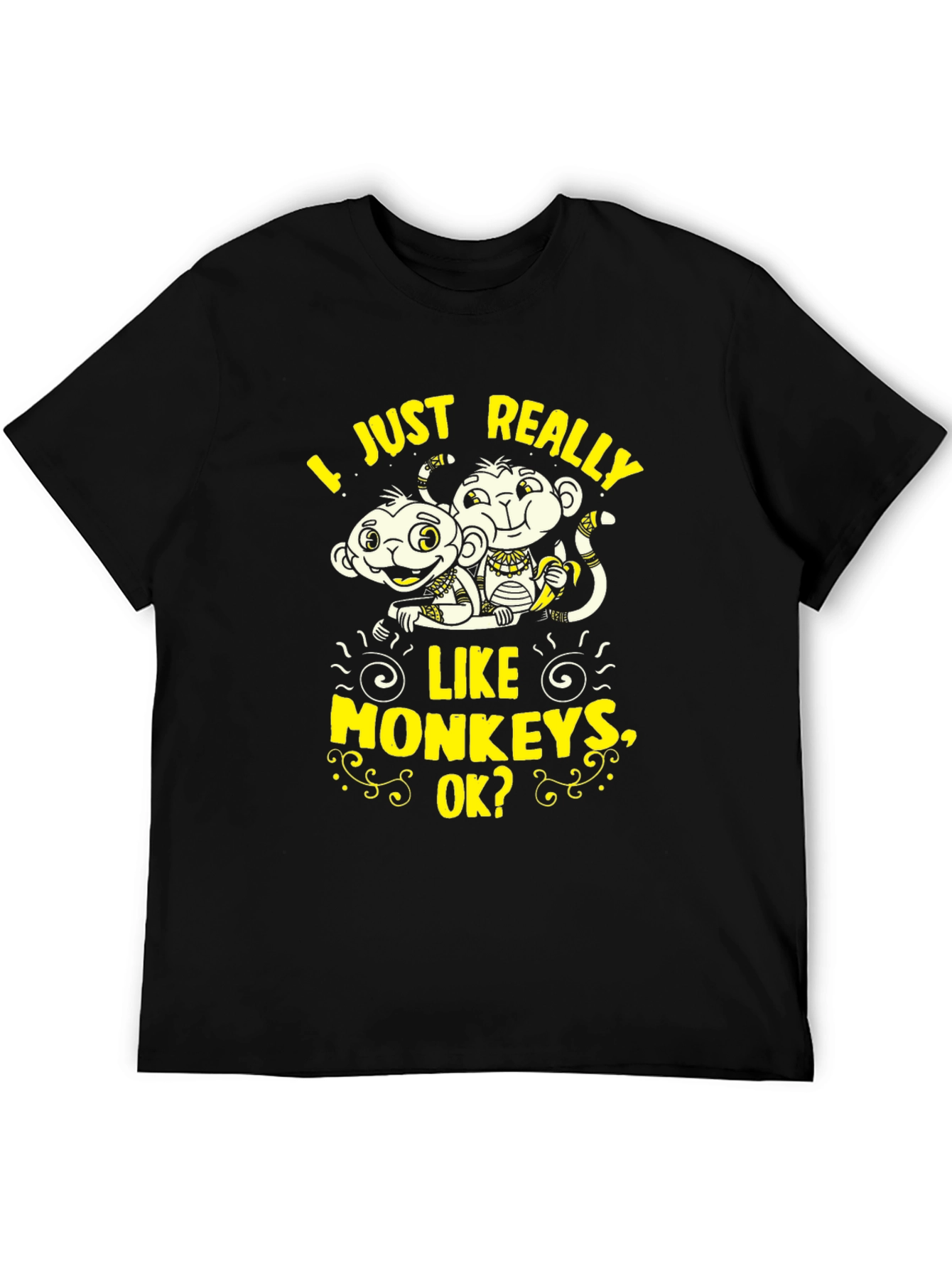 Black Funny Monkey Graphic T-Shirt - I Just Really Like Monkeys view 5