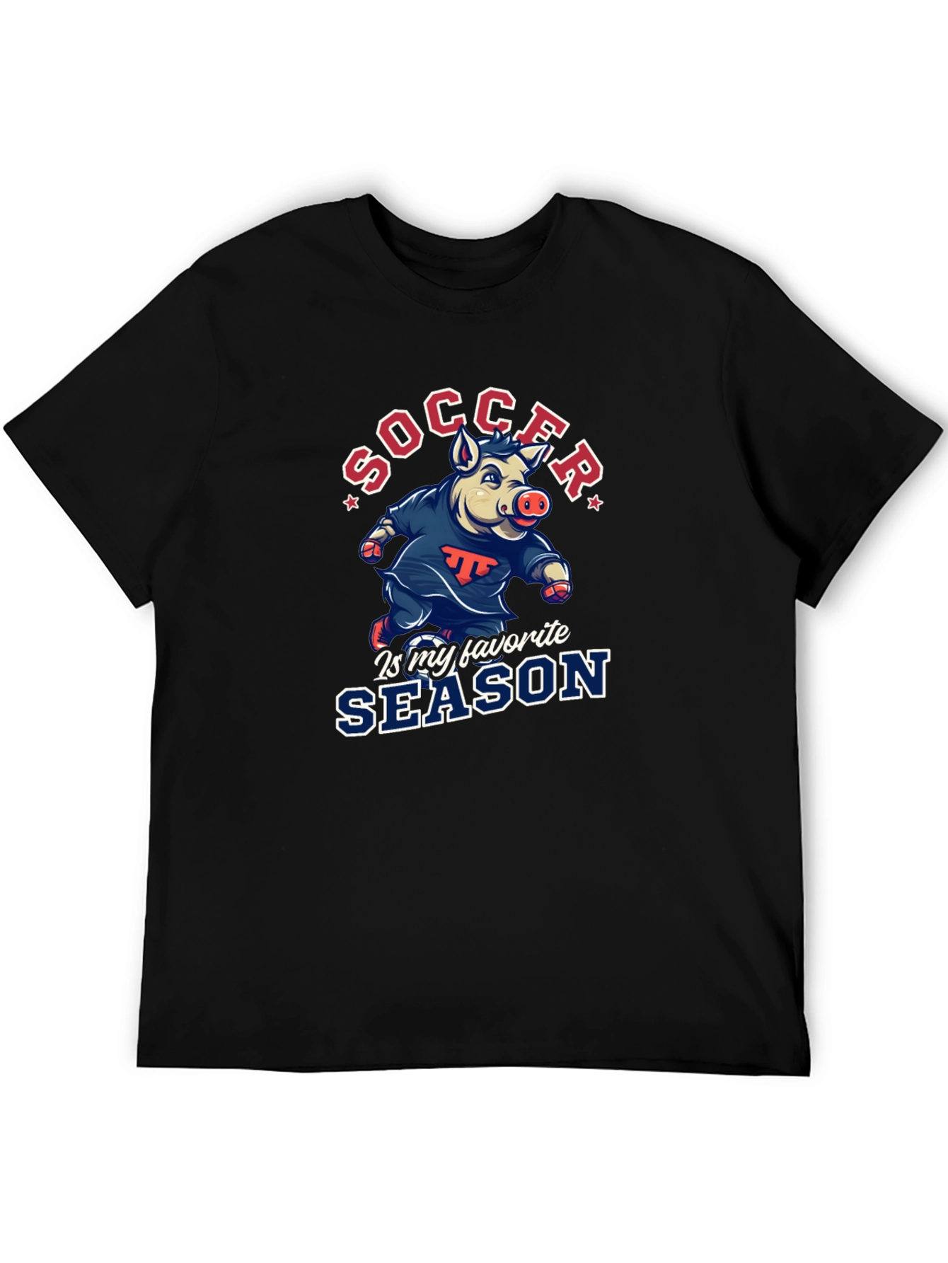 Black Soccer Pig T-Shirt - Favorite Season Tee view 5