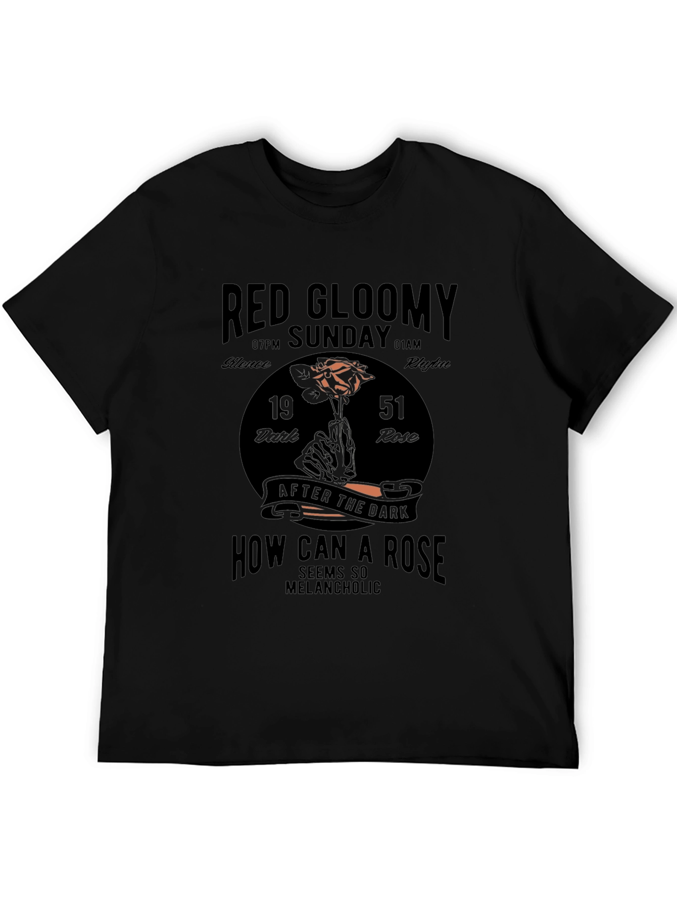 Black Red Gloomy Sunday Graphic T-Shirt view 5