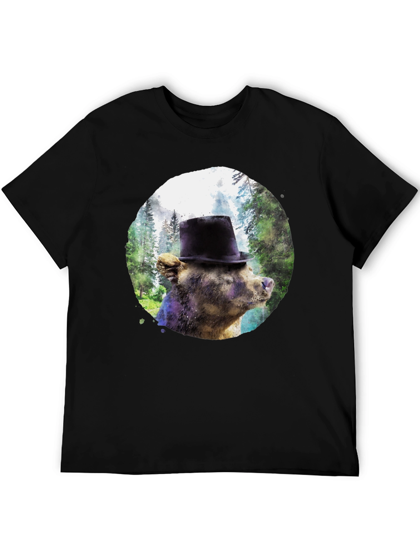 Black Bear in Top Hat Graphic Tee - Unique Forest Design view 5