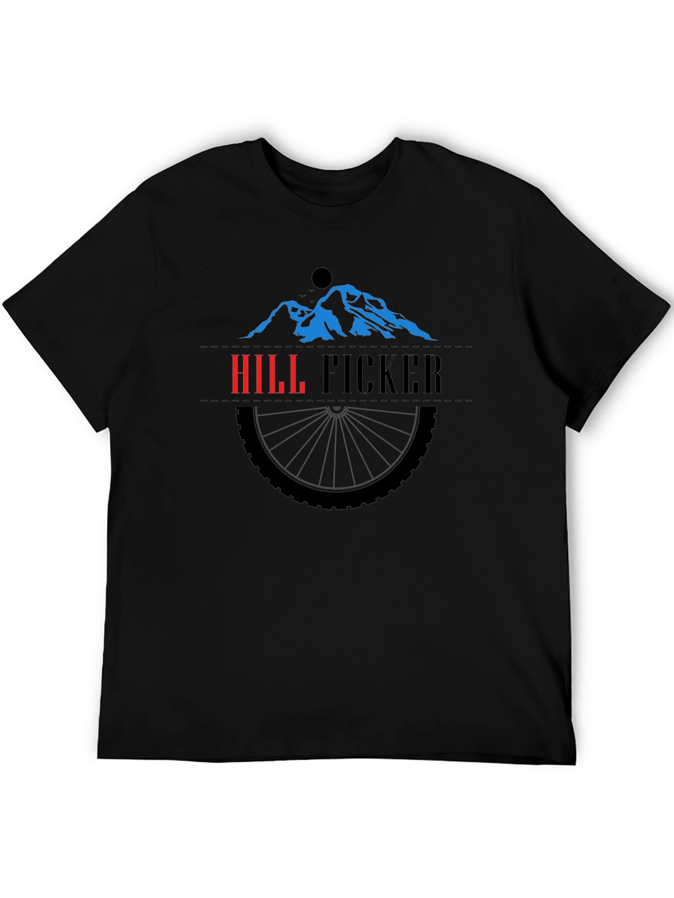 Black Hill Ficker Black T-Shirt with Mountain Bike Design view 5