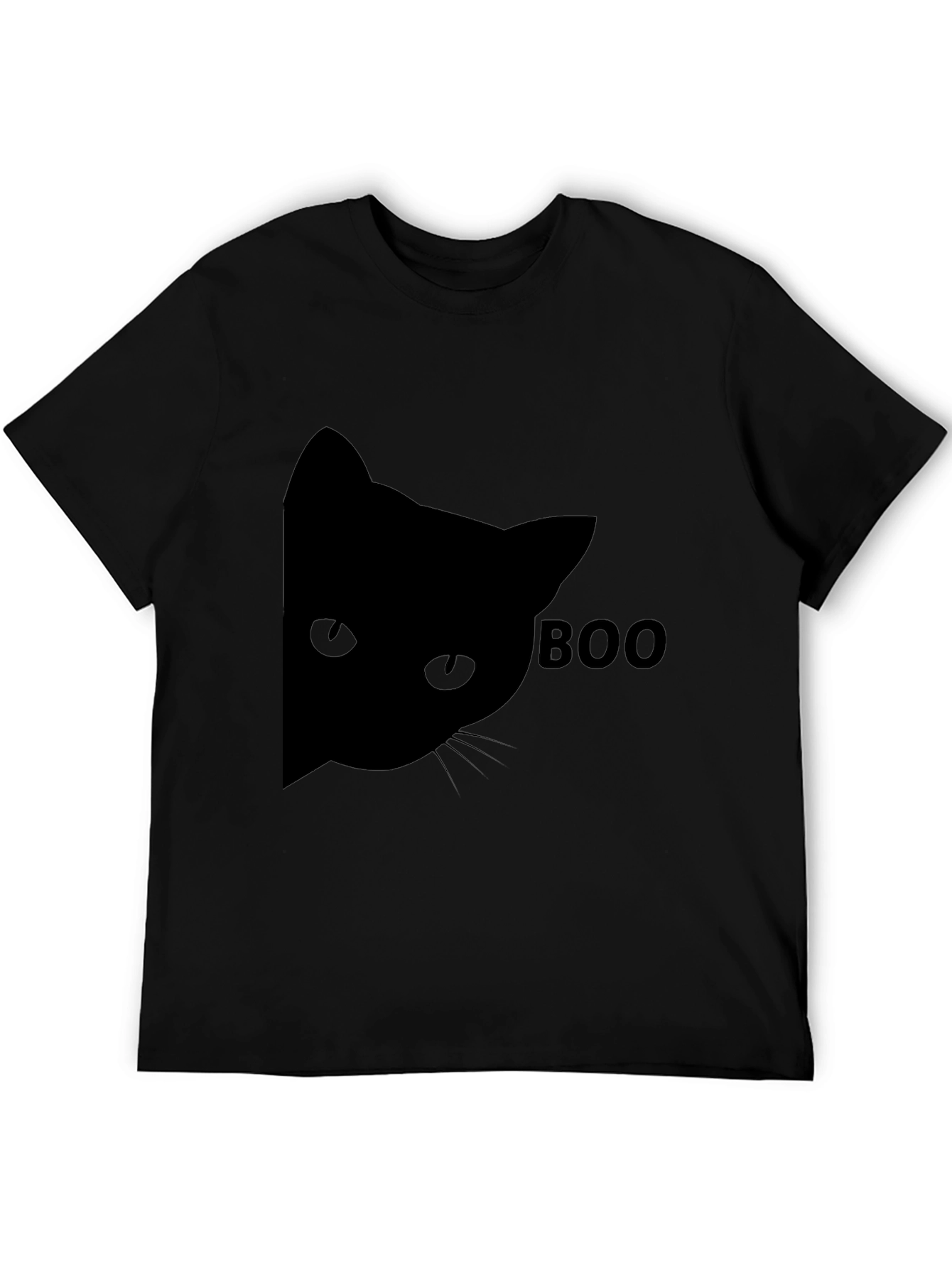 Black Boo Cat Black Tee - Halloween Fun view 5