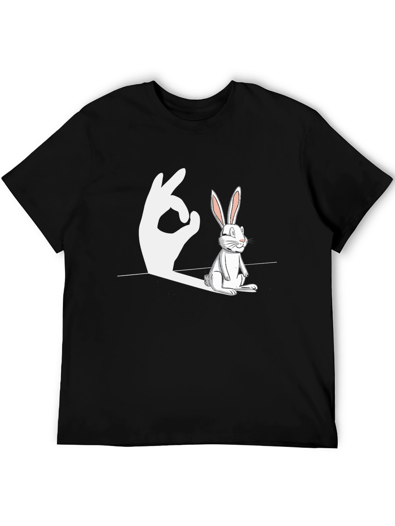 Black Rabbit Shadow Hand Gesture Funny Graphic T-Shirt view 5
