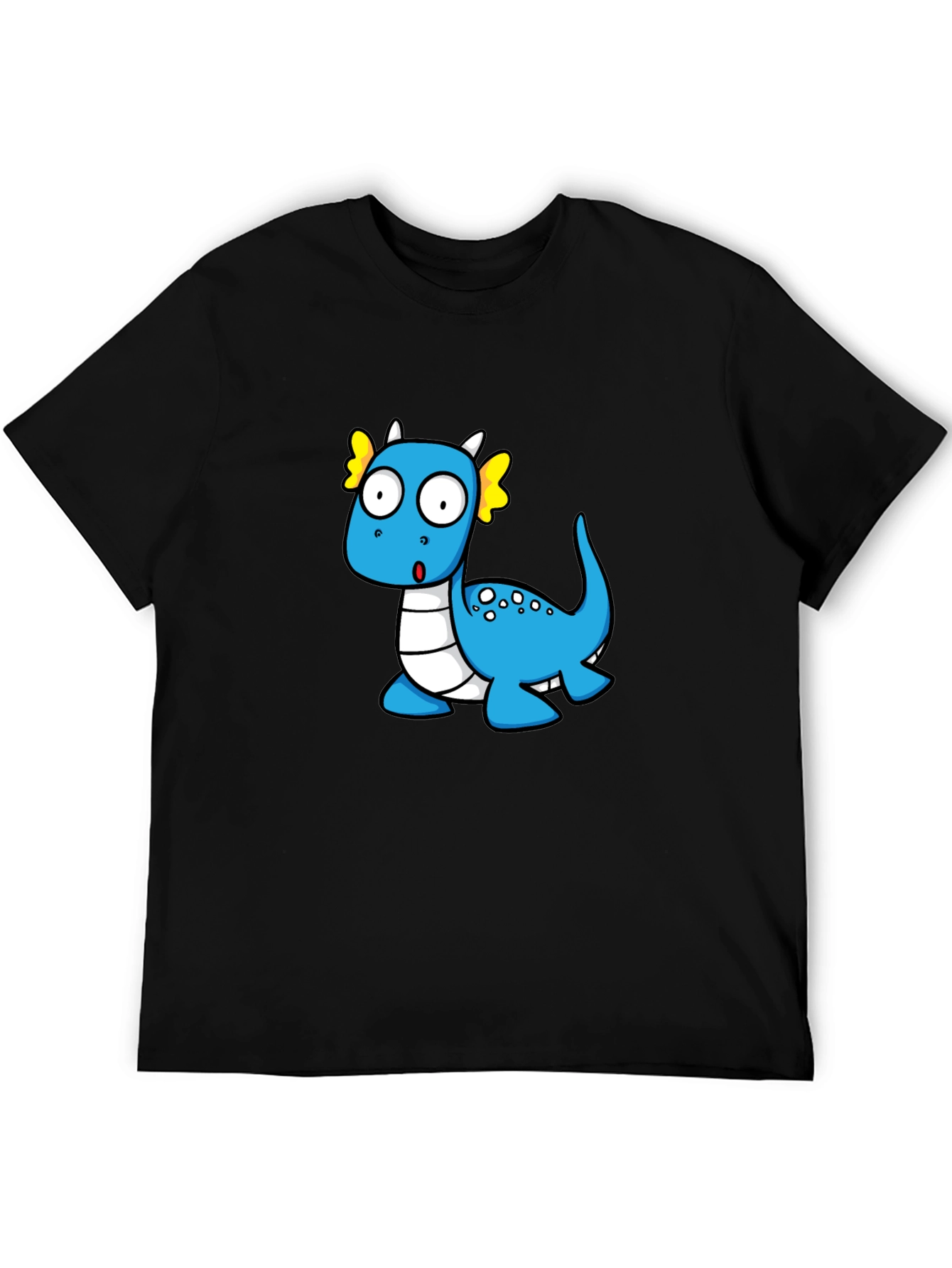 Black Cute Cartoon Dragon Graphic T-Shirt view 5