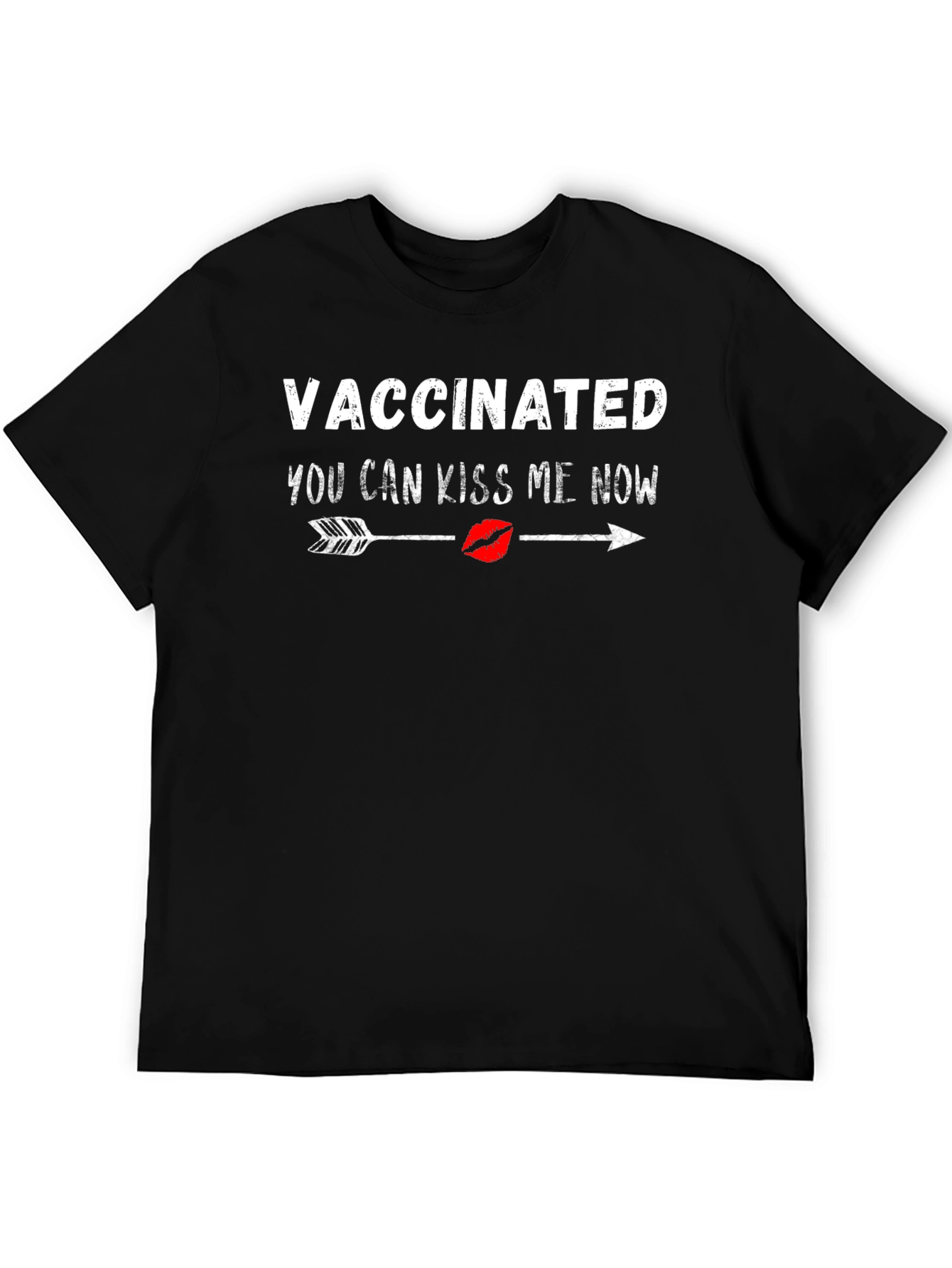 Black Vaccinated Kiss Me Now T-Shirt view 5