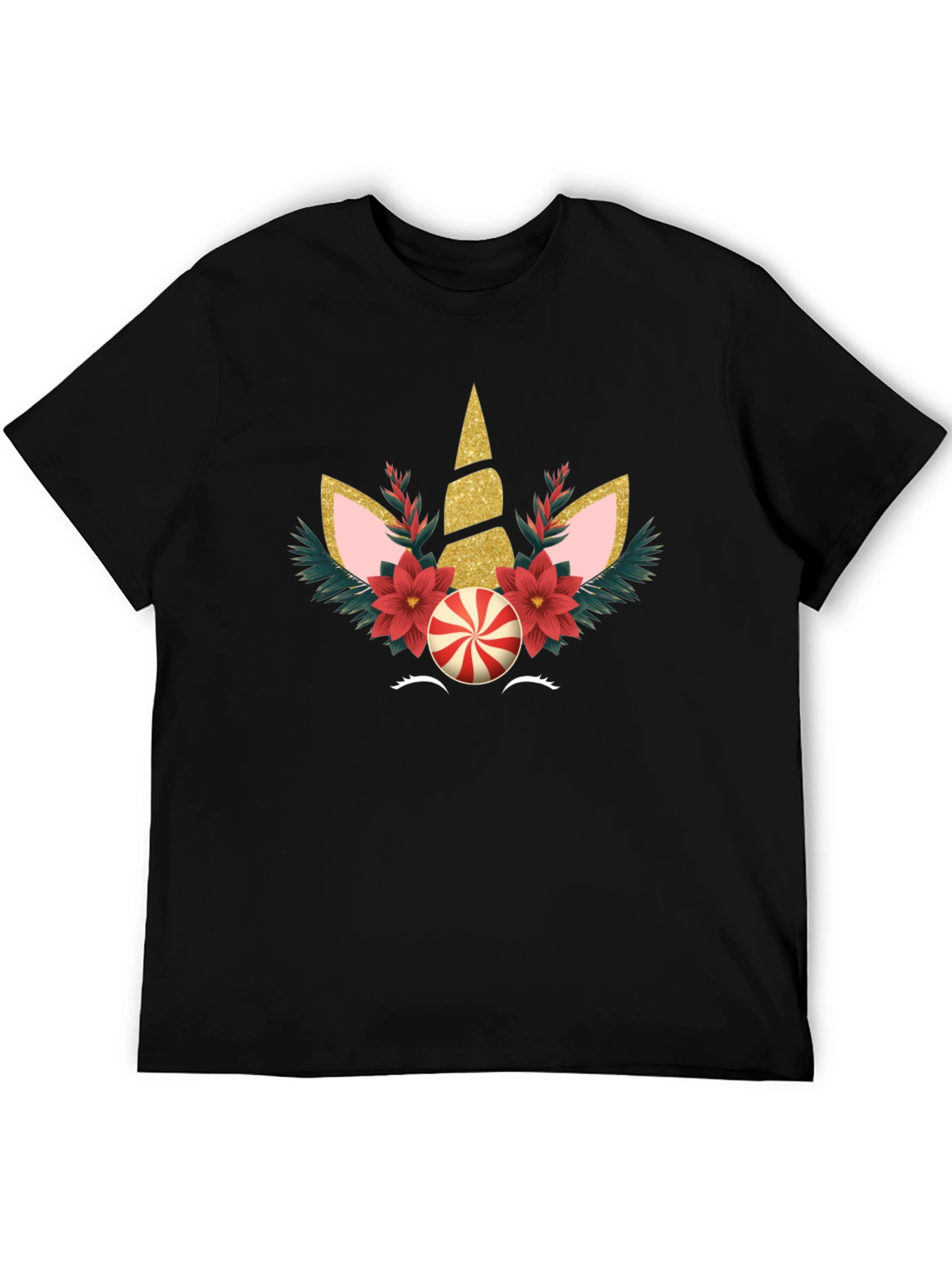 Black Unicorn Christmas T-Shirt Holiday Tee view 5