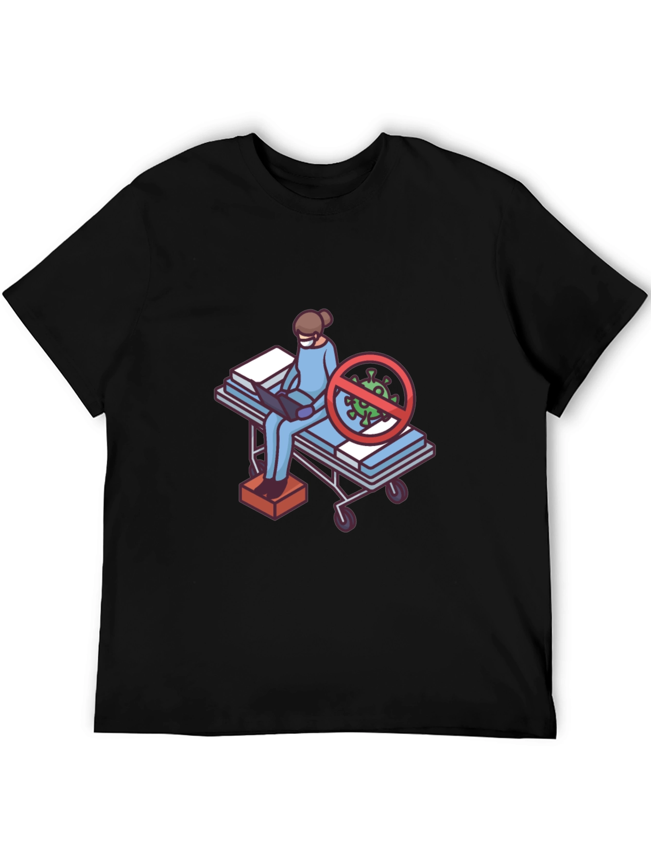 Black Black T-Shirt with Medical Cartoon Graphic view 5