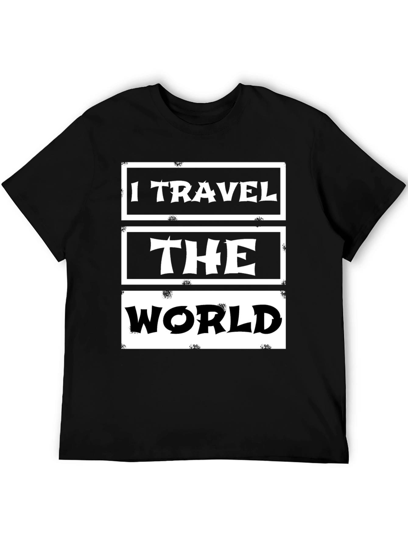 Black I Travel The World Graphic Tee - Black Cotton Casual T-Shirt view 5