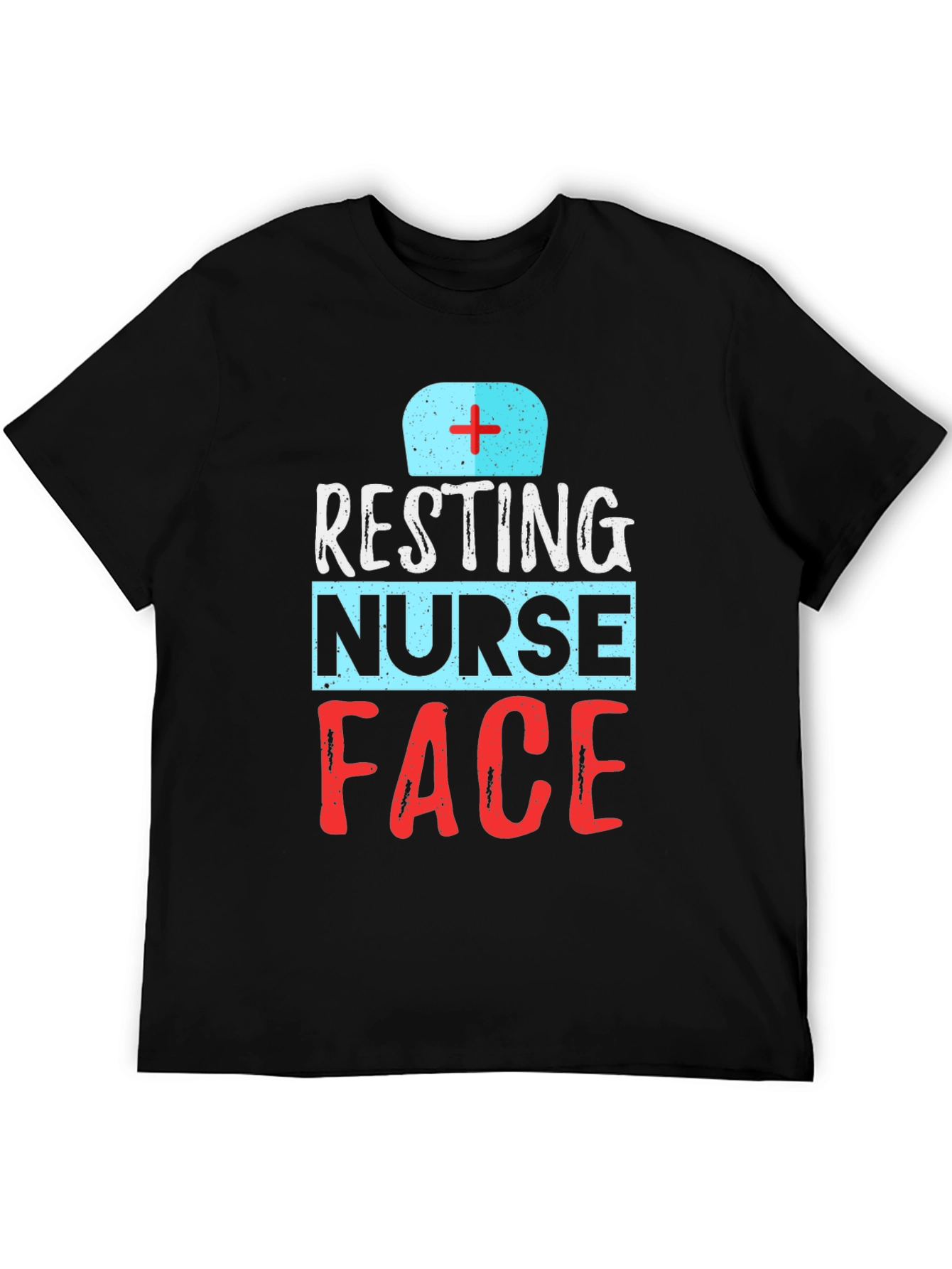 Black Resting Nurse Face Graphic T-Shirt - Black view 5