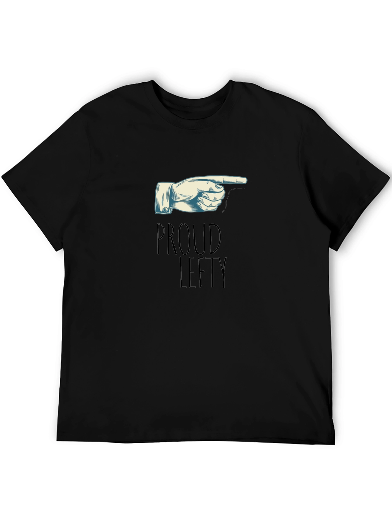 Black Proud Lefty T-Shirt - Pointing Hand Graphic Tee view 5