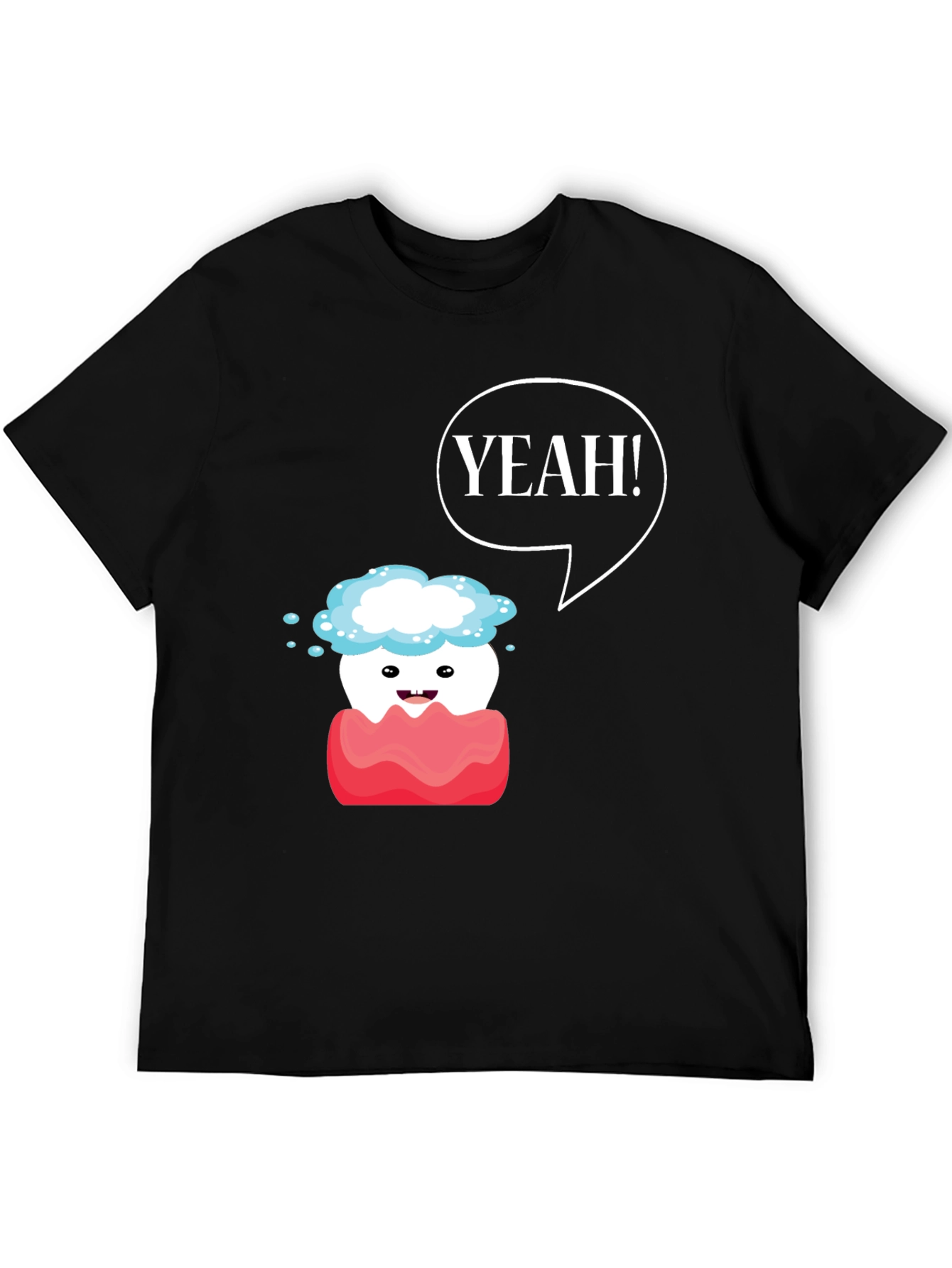Black Yeah! Cartoon Tooth Black T-Shirt view 5