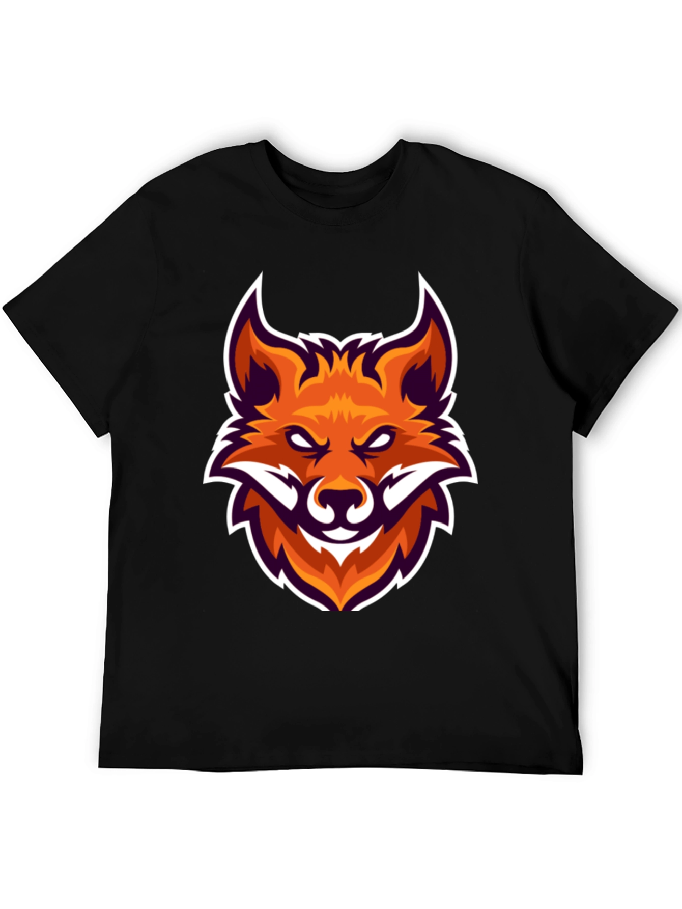 Black Black T-Shirt with Fox Head Graphic view 5