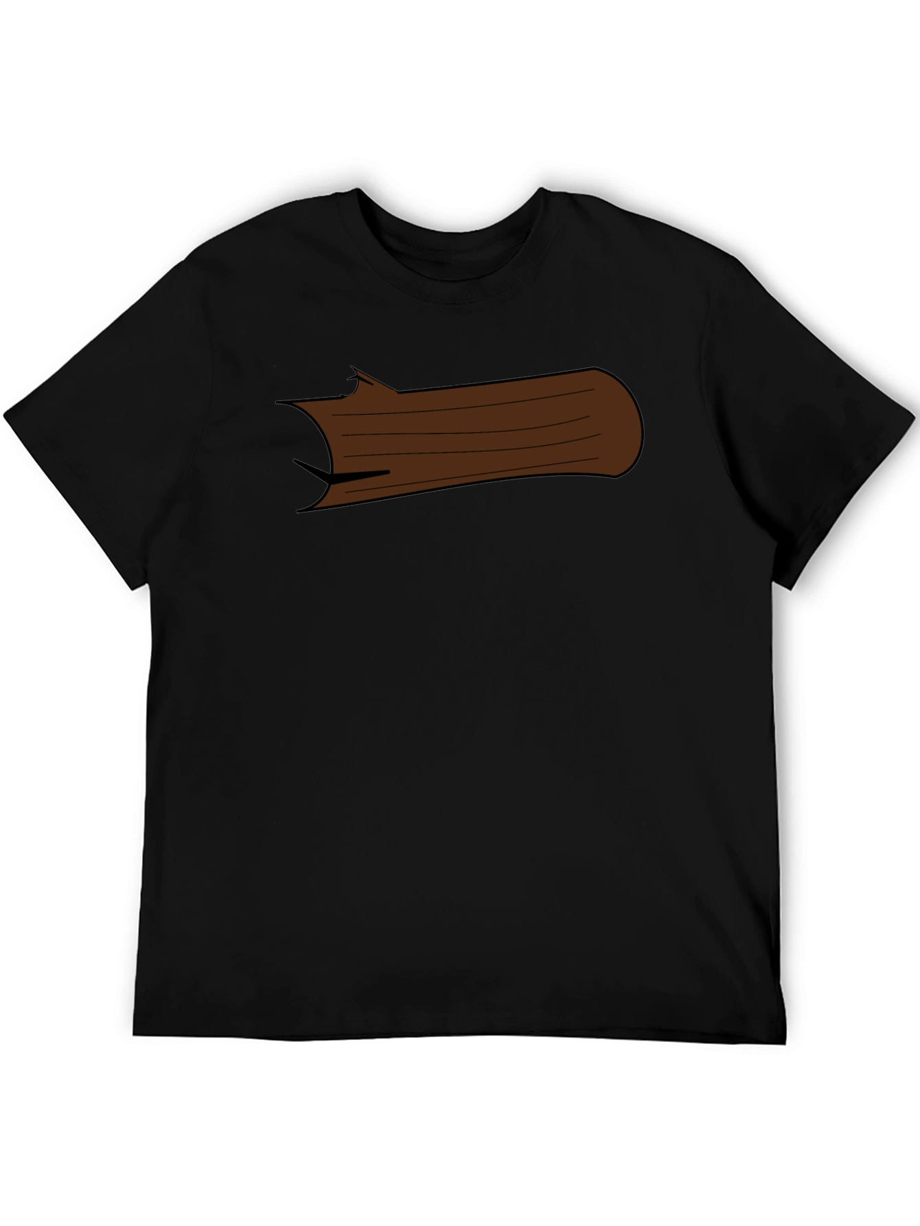 Black Cartoon Log Graphic Tee - Black Cotton T-Shirt view 5