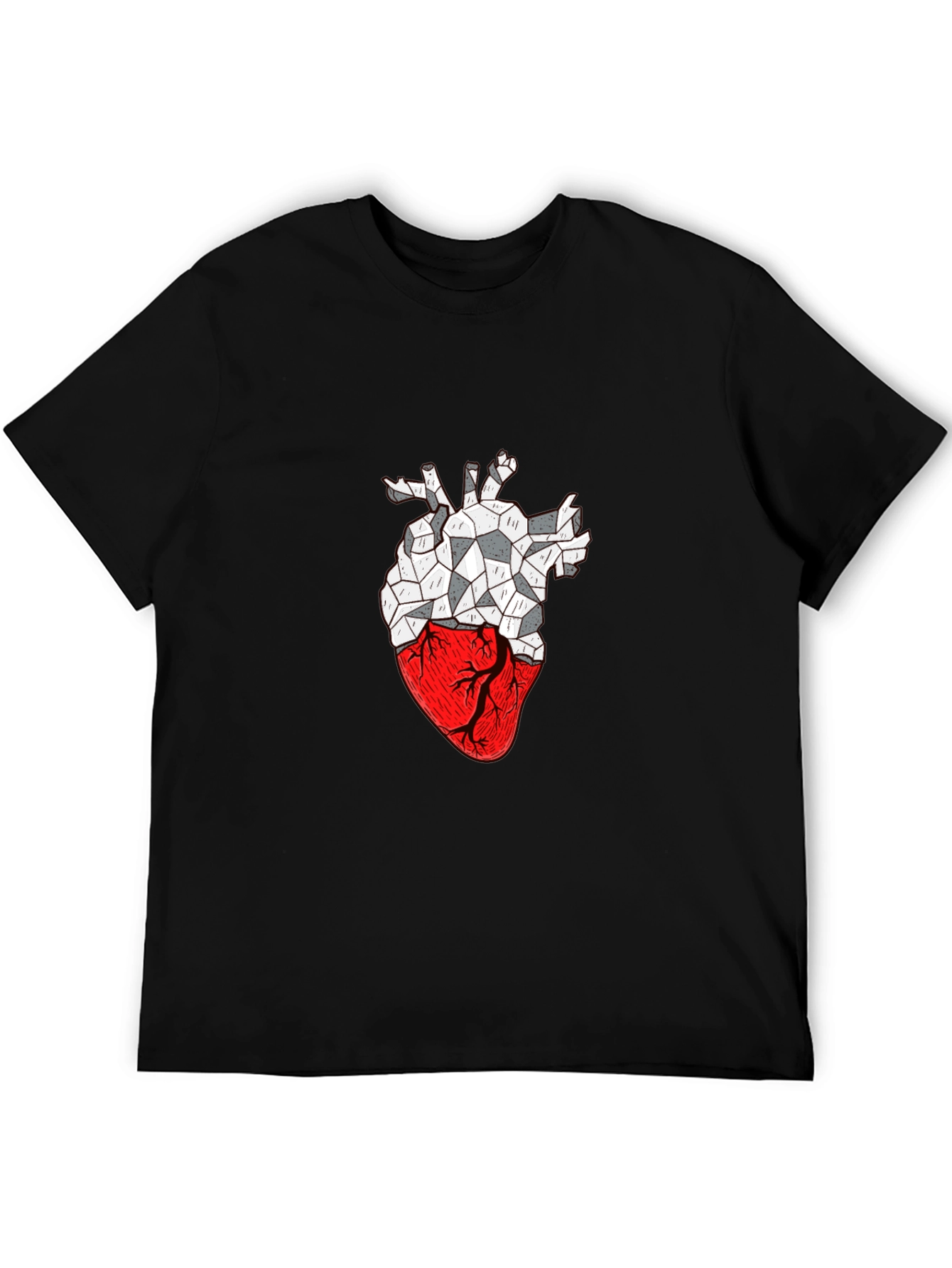 Black Geometric Heart Graphic T-Shirt view 5
