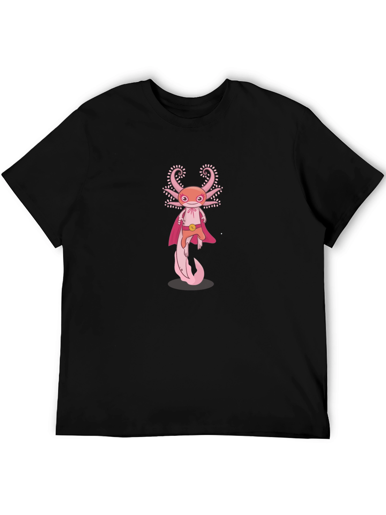 Black Axolotl Superhero Graphic Tee - Black Cotton T-Shirt view 5