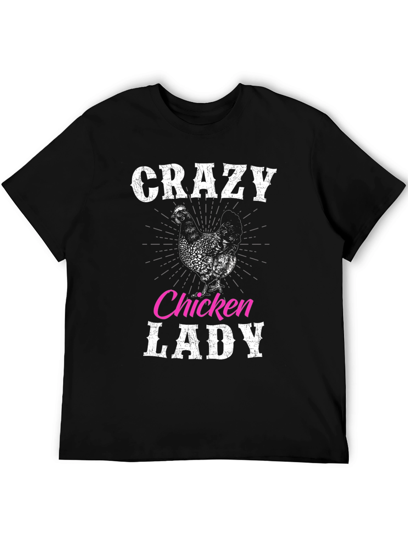 Black Crazy Chicken Lady Graphic T-Shirt view 5