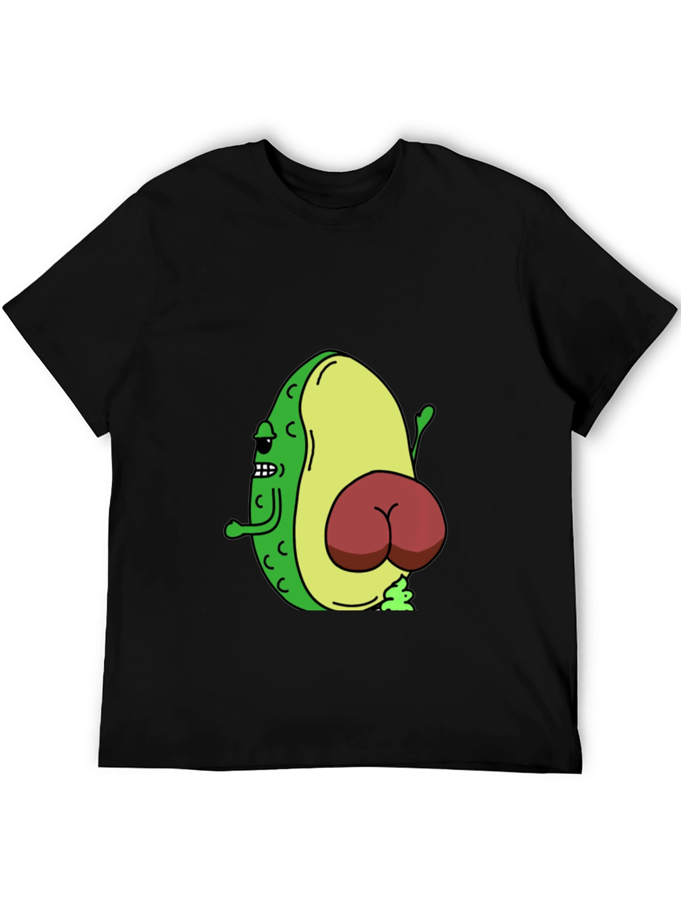Black Funny Avocado Butt T-Shirt - Black view 5