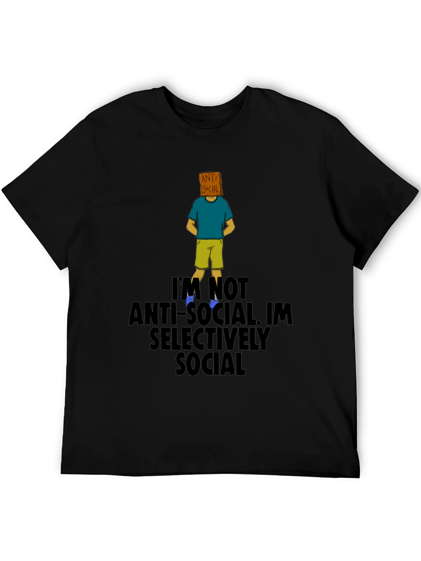 Black Anti-Social Selectively Social T-Shirt view 5